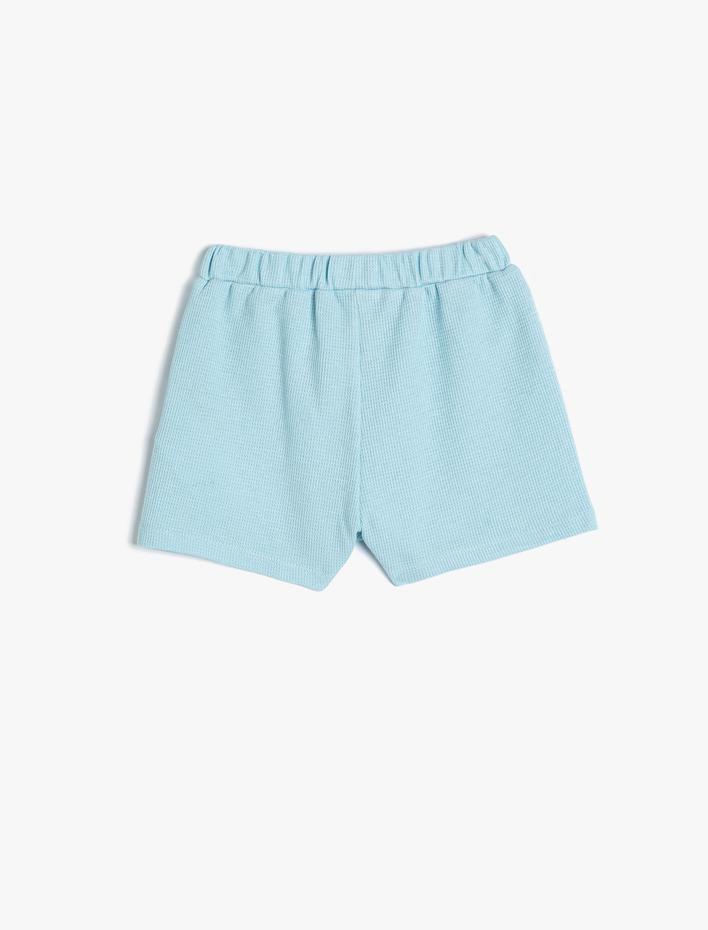 Erkek Bebek Basic Şort Beli Bağlamalı Cepli Dokulu Pamuklu