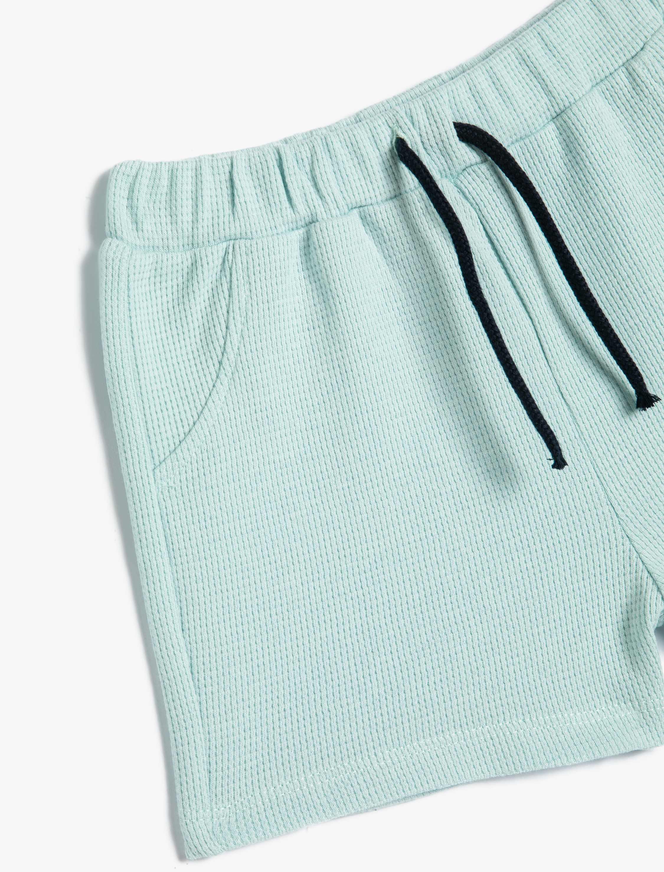  Erkek Bebek Basic Şort Beli Bağlamalı Cepli Dokulu Pamuklu