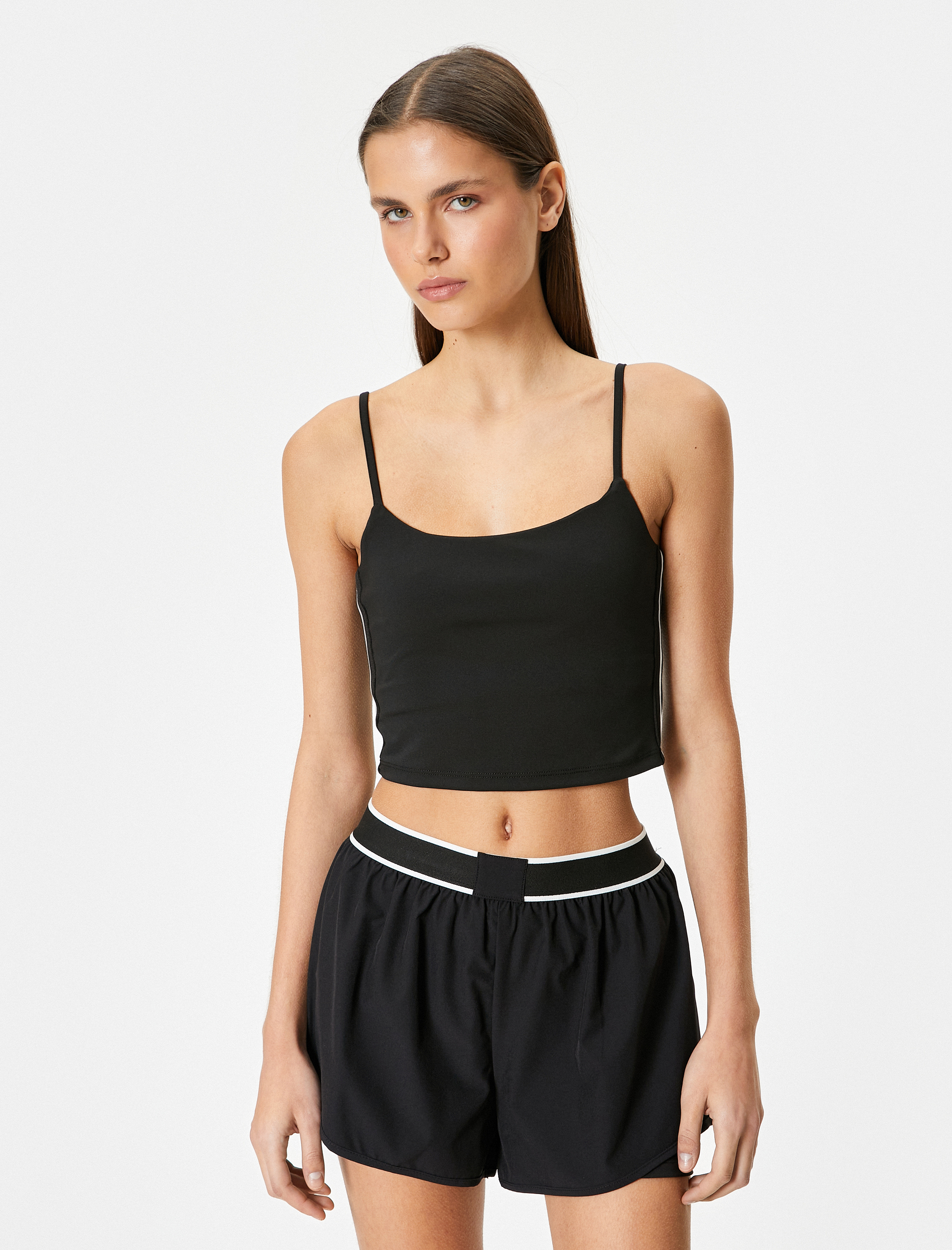   Askılı Kısa Spor Atlet Yanları Çizgili Slim Fit