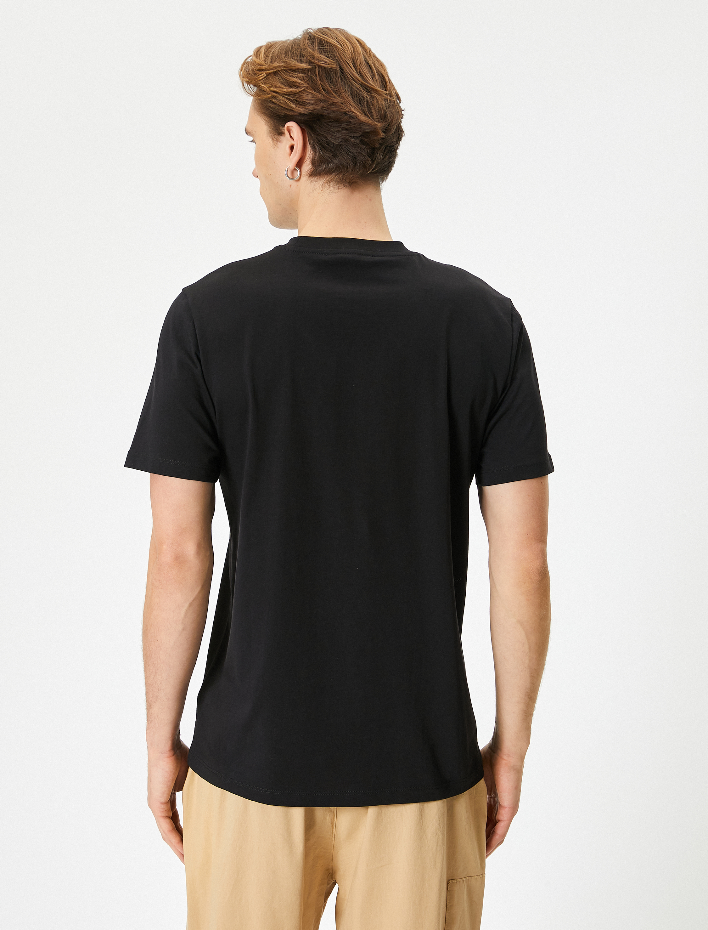   Kısa Kollu Bisiklet Yaka Pamuklu Slogan Baskılı Tişört