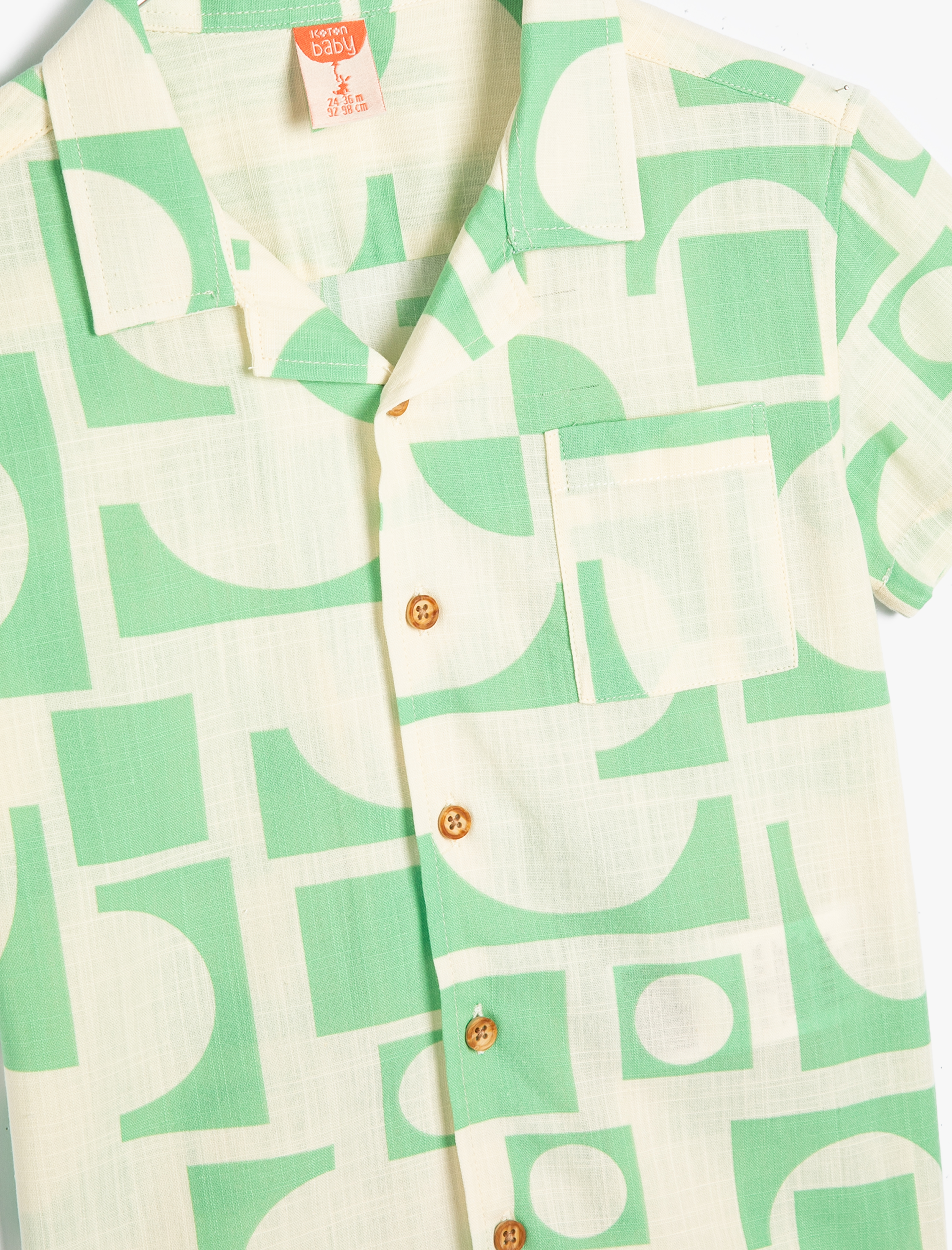 Erkek Bebek Gömlek Kısa Kollu Baskılı Cep Detaylı