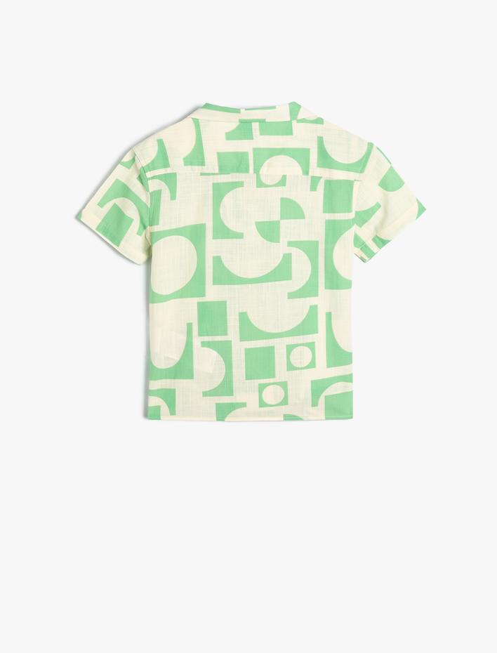 Erkek Bebek Gömlek Kısa Kollu Baskılı Cep Detaylı