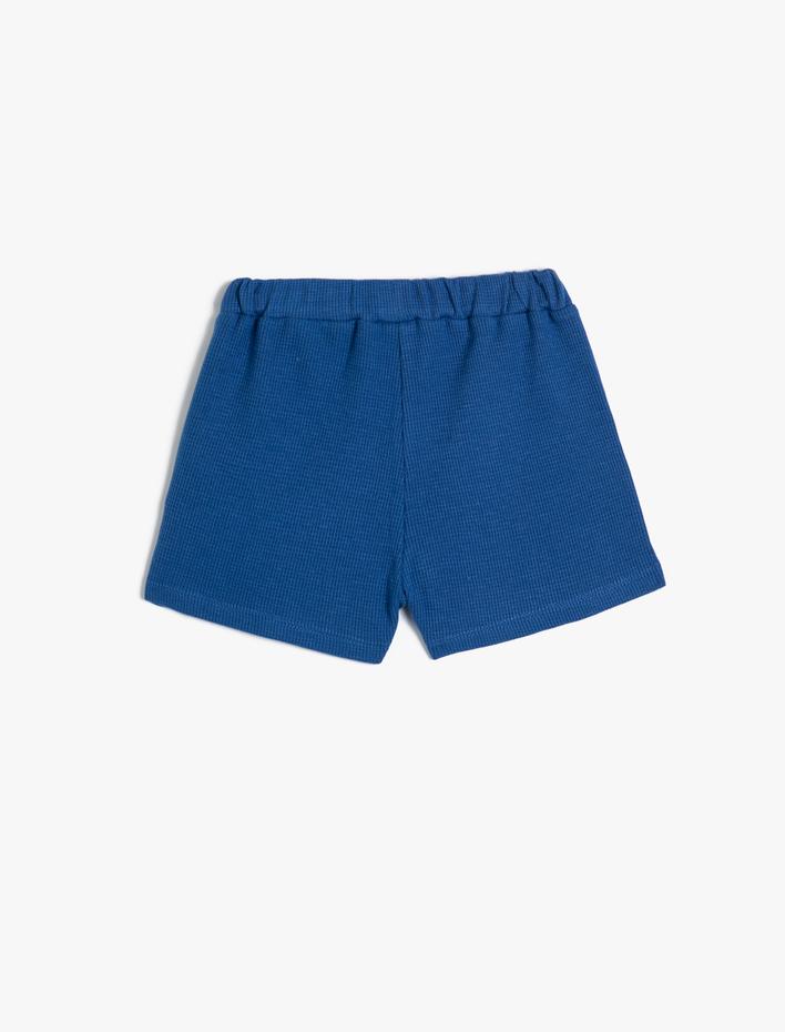 Erkek Bebek Basic Şort Beli Bağlamalı Cepli Dokulu Pamuklu