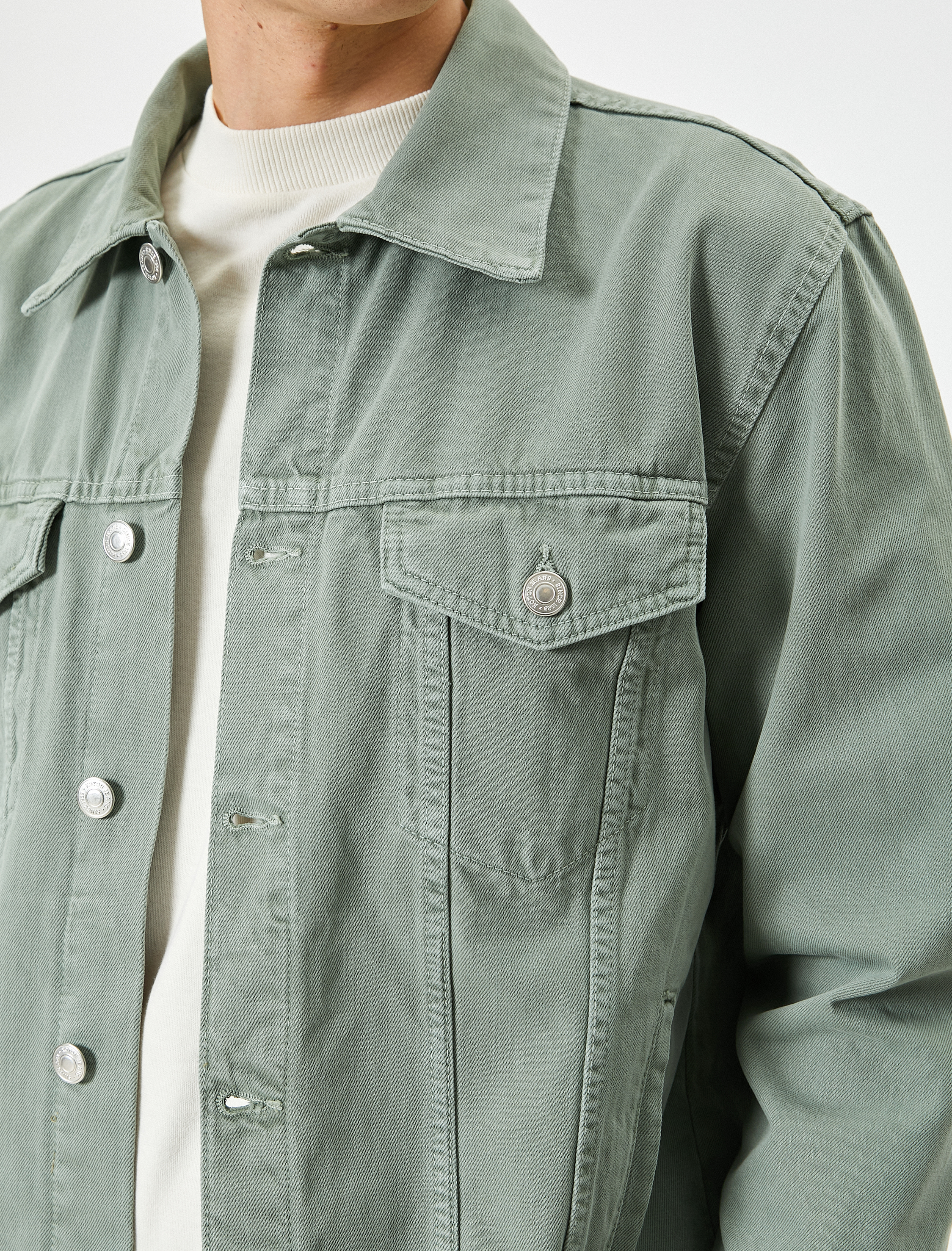   Kot Ceket Cep Detaylı Düğmeli Klasik Yaka