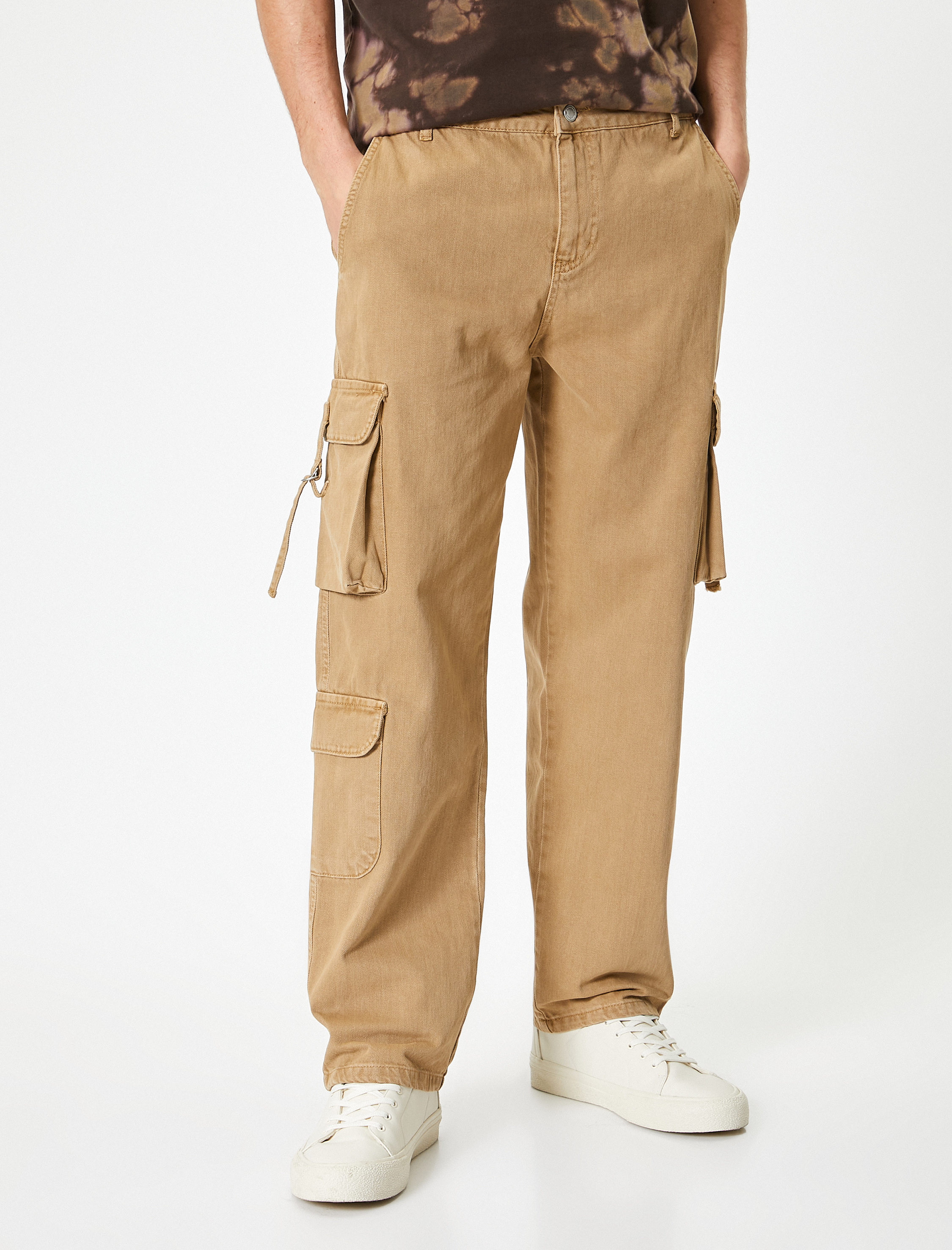   Baggy Kargo Pantolon Bol Gabardin Cep Detaylı Düğmeli