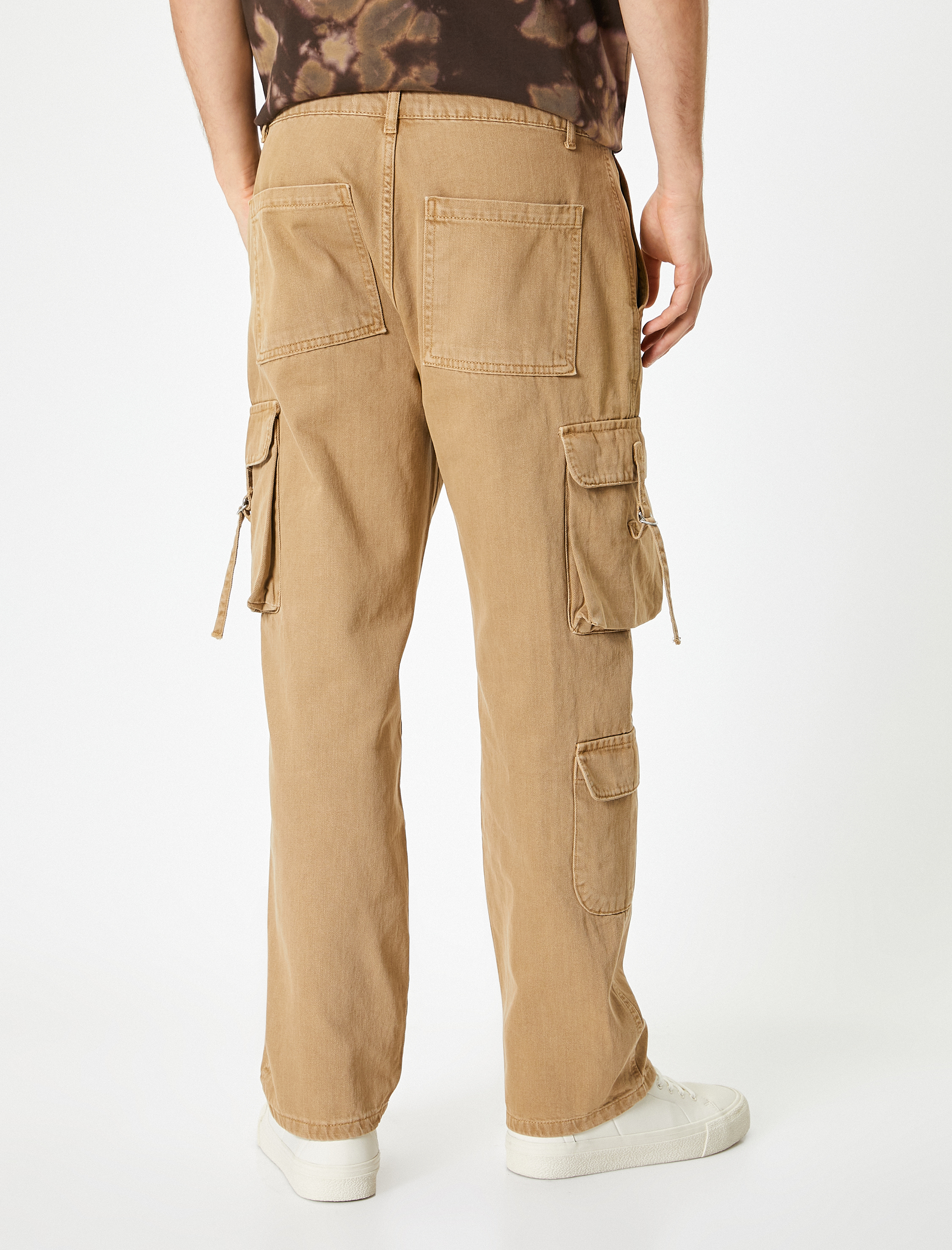   Baggy Kargo Pantolon Bol Gabardin Cep Detaylı Düğmeli