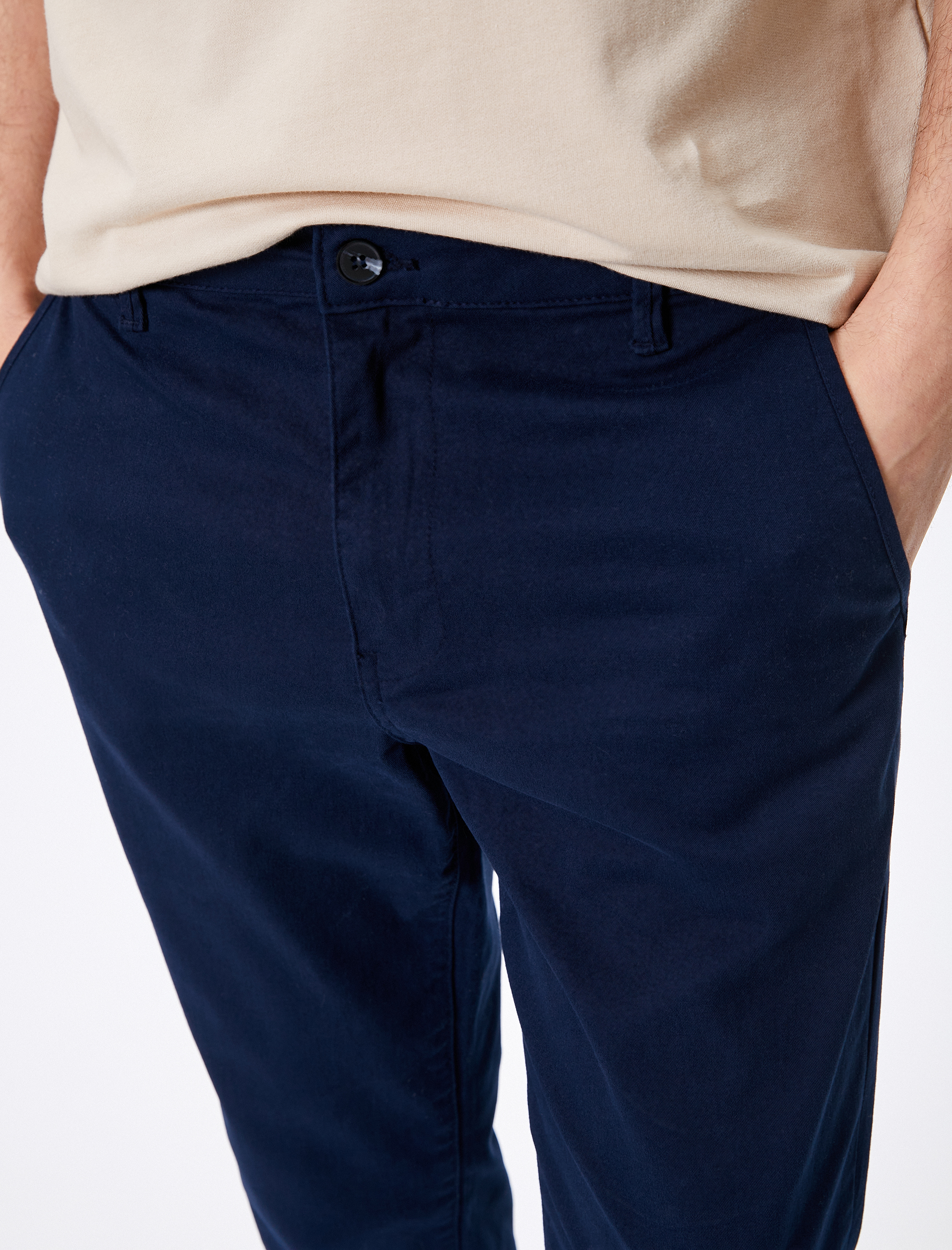   Chino Pantolon Slim Fit Düğmeli Cep Detaylı