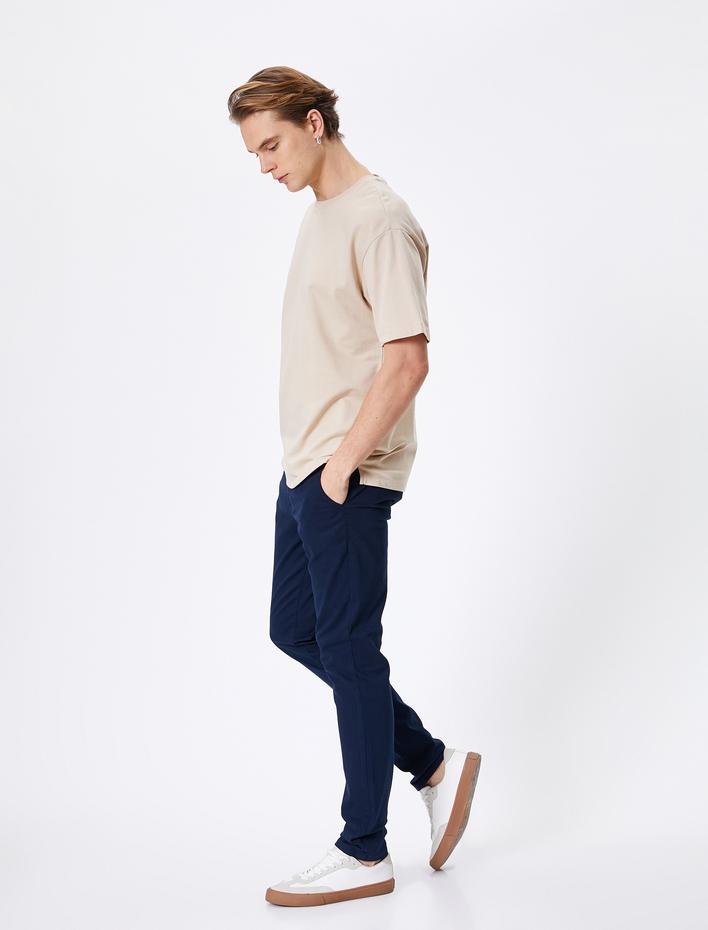  Chino Pantolon Slim Fit Düğmeli Cep Detaylı