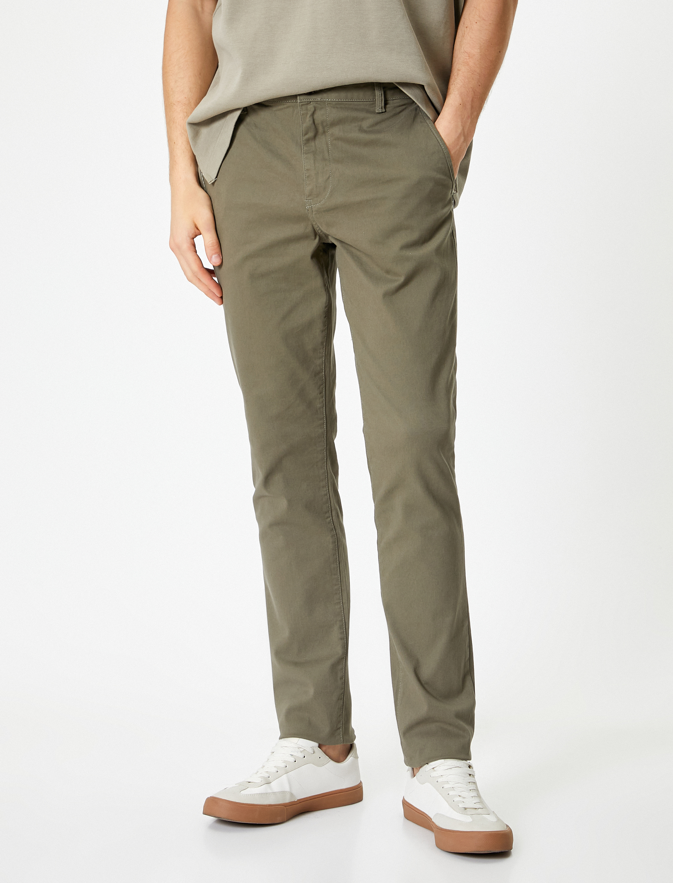   Chino Pantolon Slim Fit Düğmeli Cep Detaylı