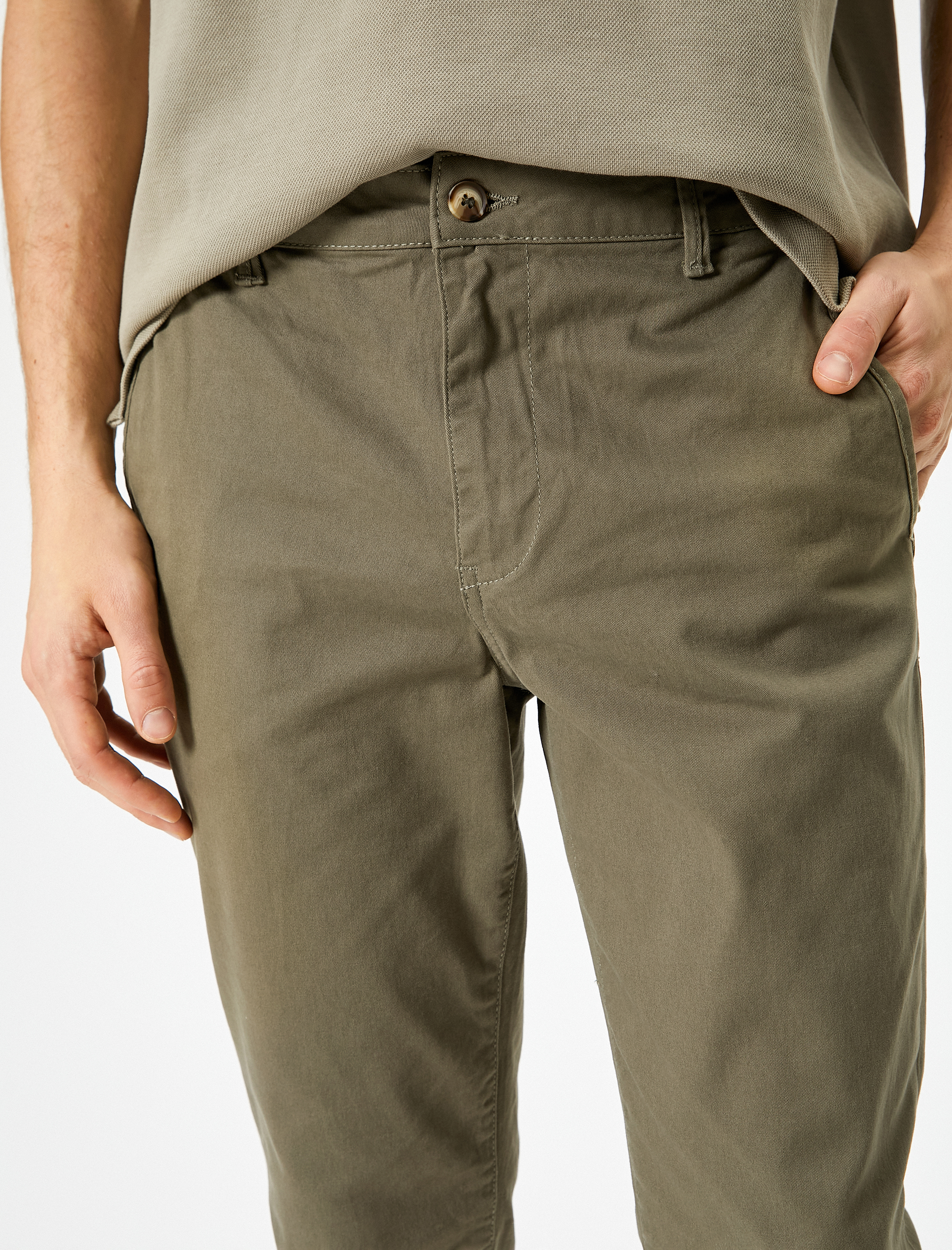   Chino Pantolon Slim Fit Düğmeli Cep Detaylı