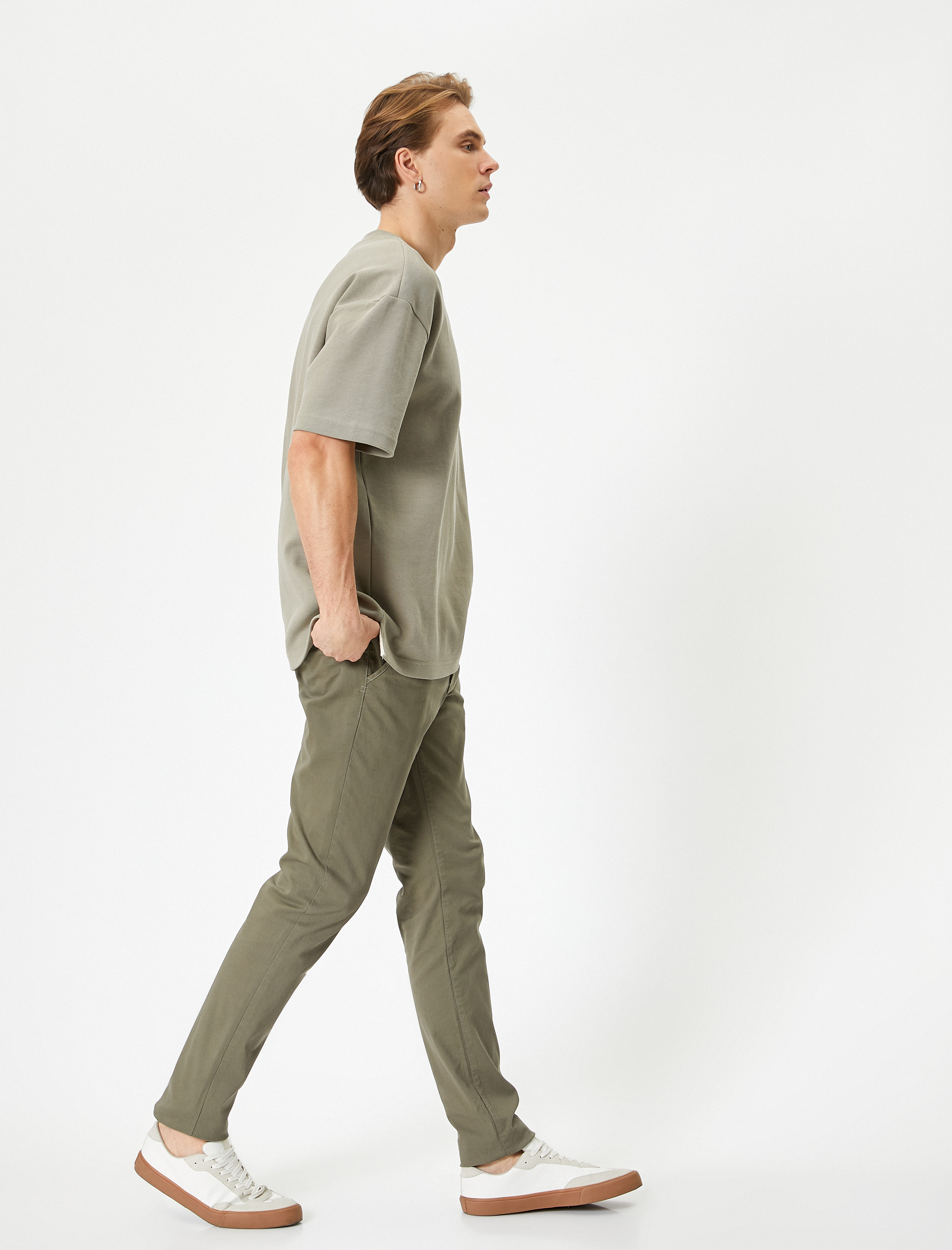   Chino Pantolon Slim Fit Düğmeli Cep Detaylı