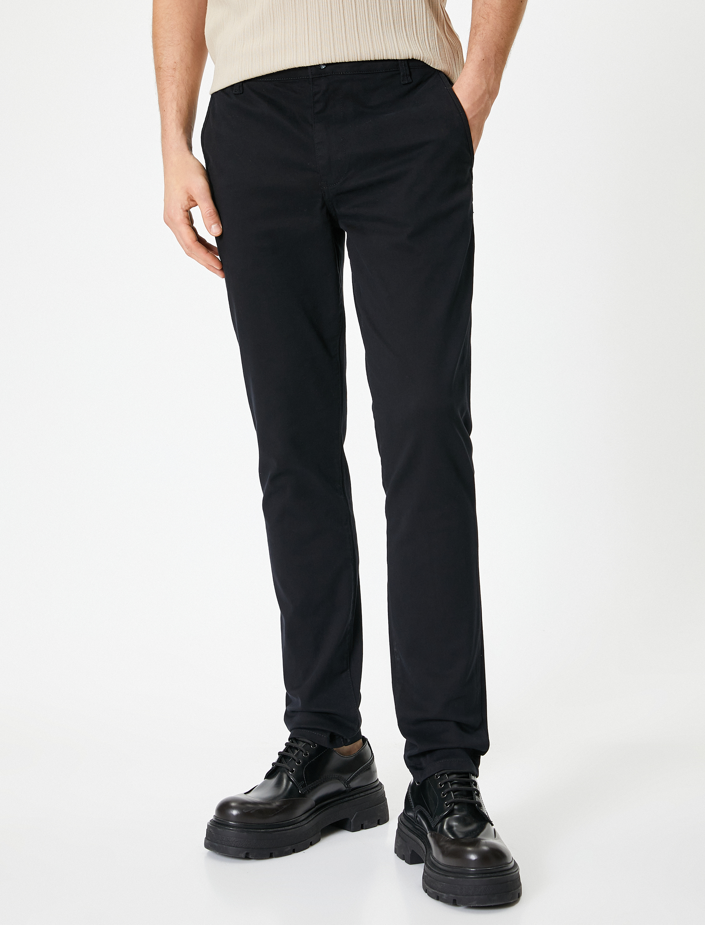   Chino Pantolon Slim Fit Düğmeli Cep Detaylı