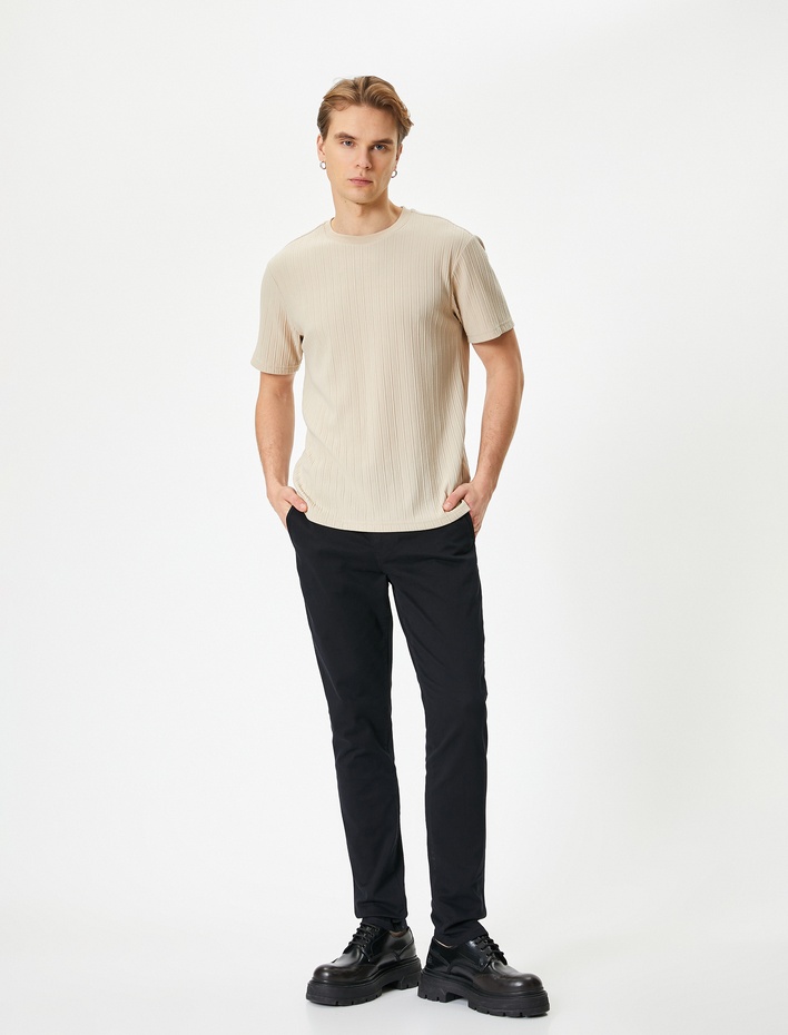  Chino Pantolon Slim Fit Düğmeli Cep Detaylı