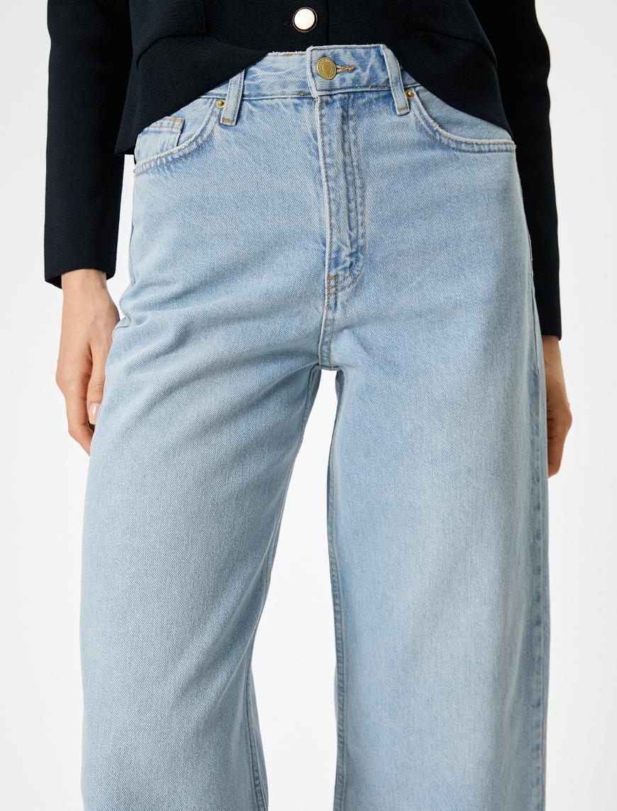   Geniş Crop Paça Kot Pantolon  Yüksek Bel - Bianca Crop Jean