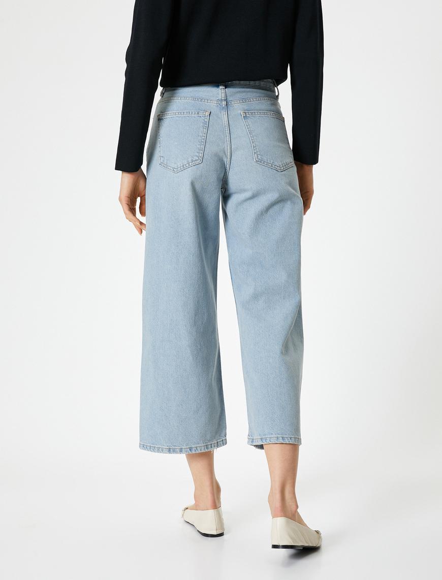   Geniş Crop Paça Kot Pantolon  Yüksek Bel - Bianca Crop Jean