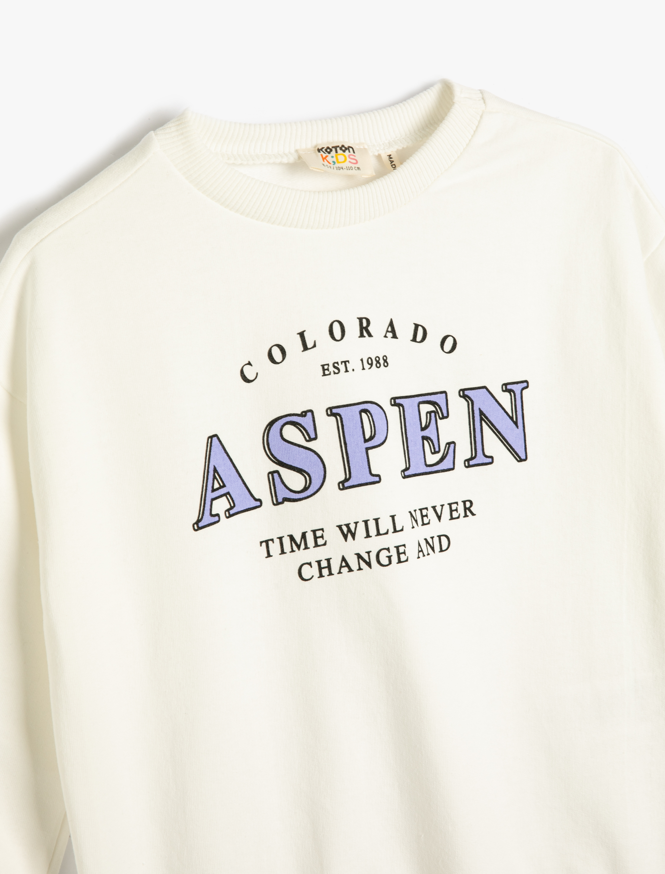  Kız Çocuk Sweatshirt Pamuklu Şardonlu Bisiklet Yaka Aspen Baskılı