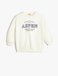 Sweatshirt Pamuklu Şardonlu Bisiklet Yaka Aspen Baskılı