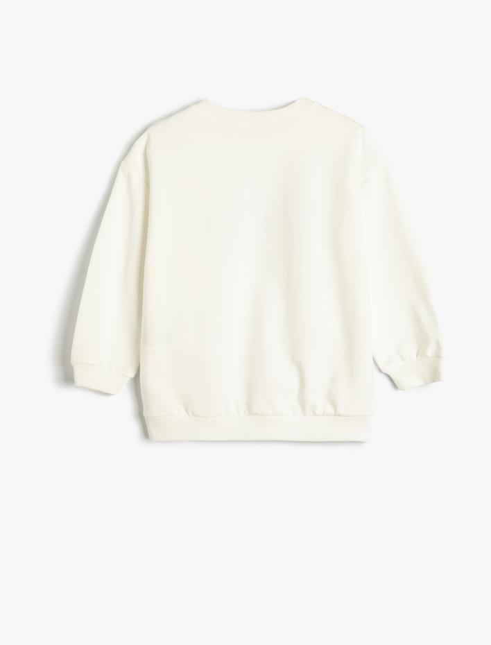 Kız Çocuk Sweatshirt Pamuklu Şardonlu Bisiklet Yaka Aspen Baskılı