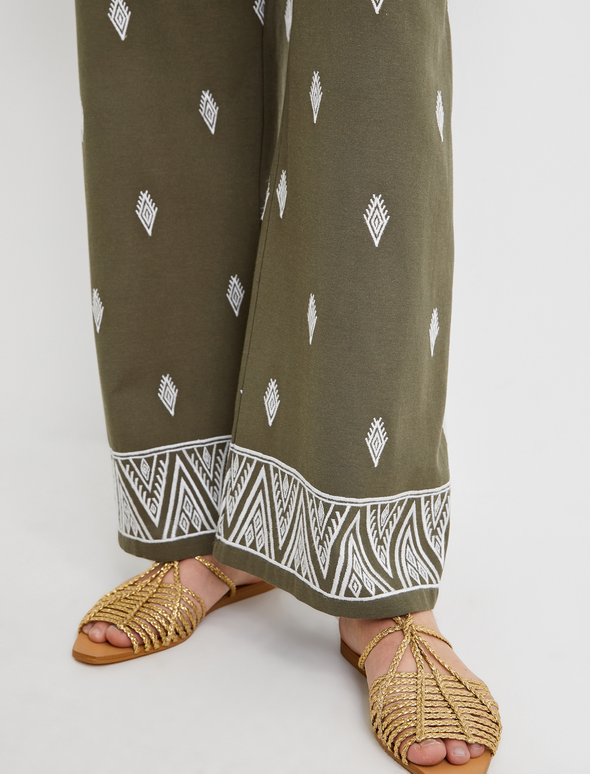   Palazzo Pantolon Etnik Nakışlı Normal Bel