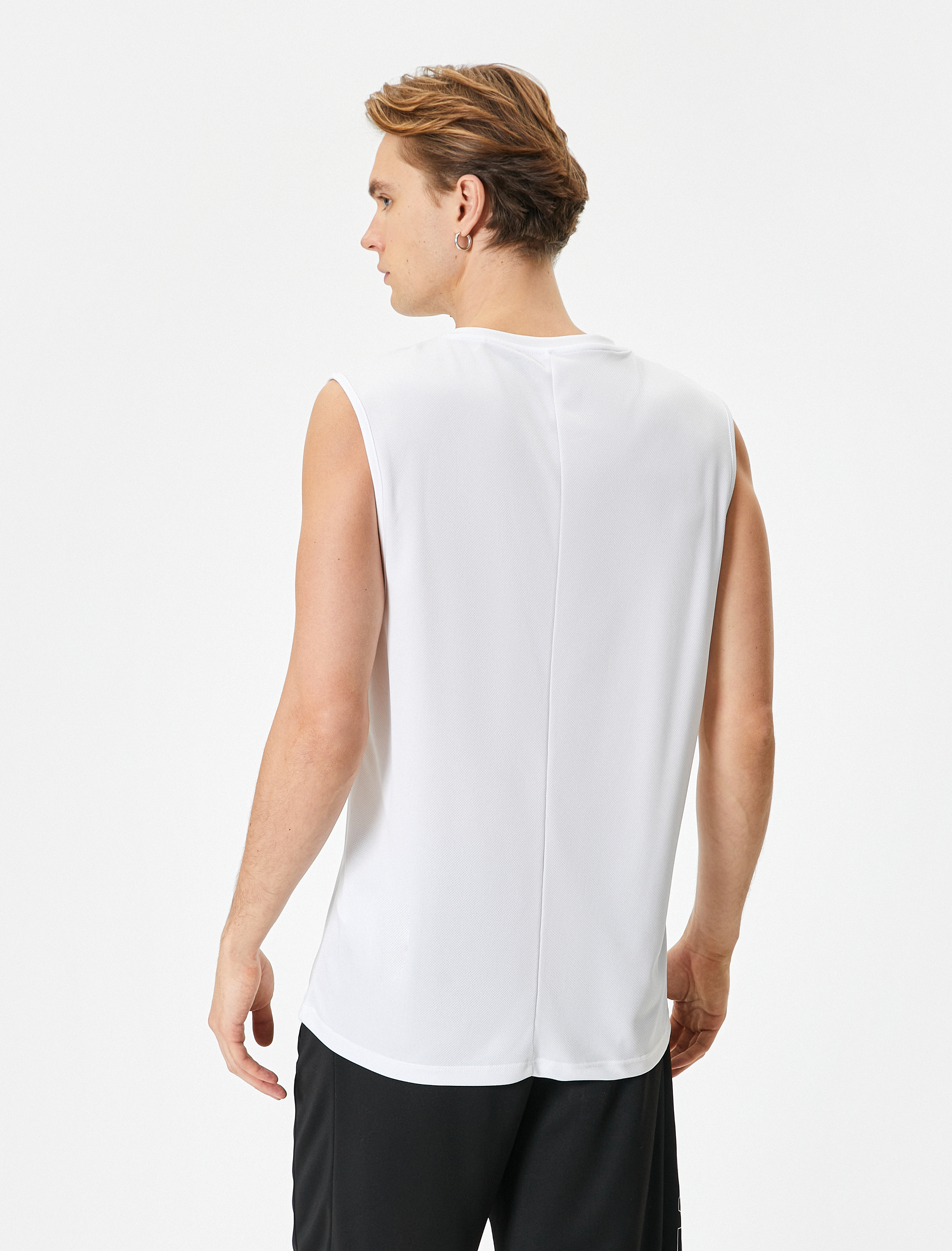   Sporcu Atleti Slogan Baskılı Bisiklet Yaka