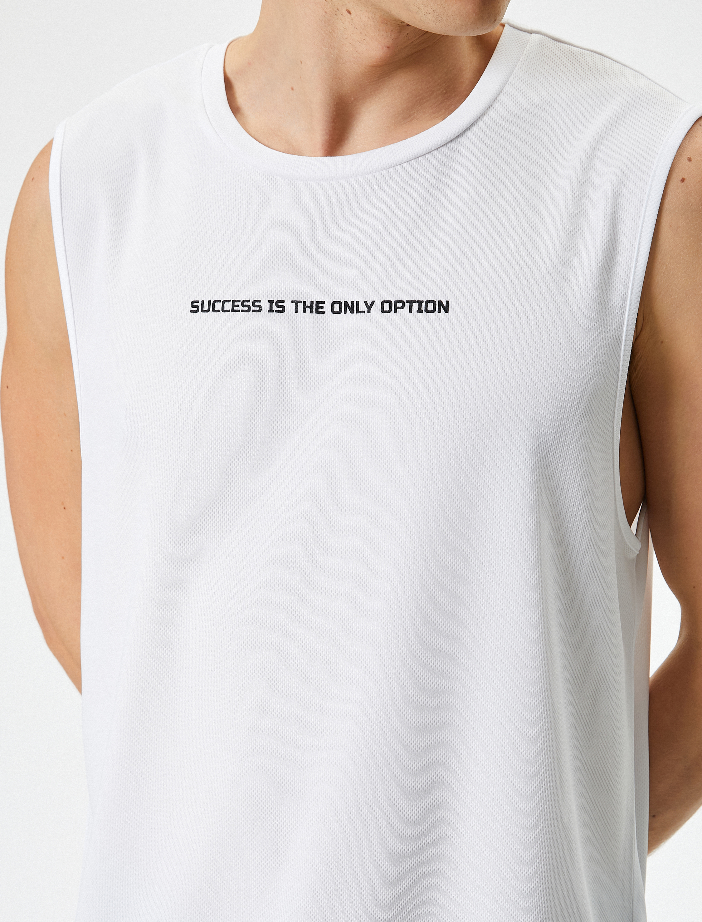   Sporcu Atleti Slogan Baskılı Bisiklet Yaka