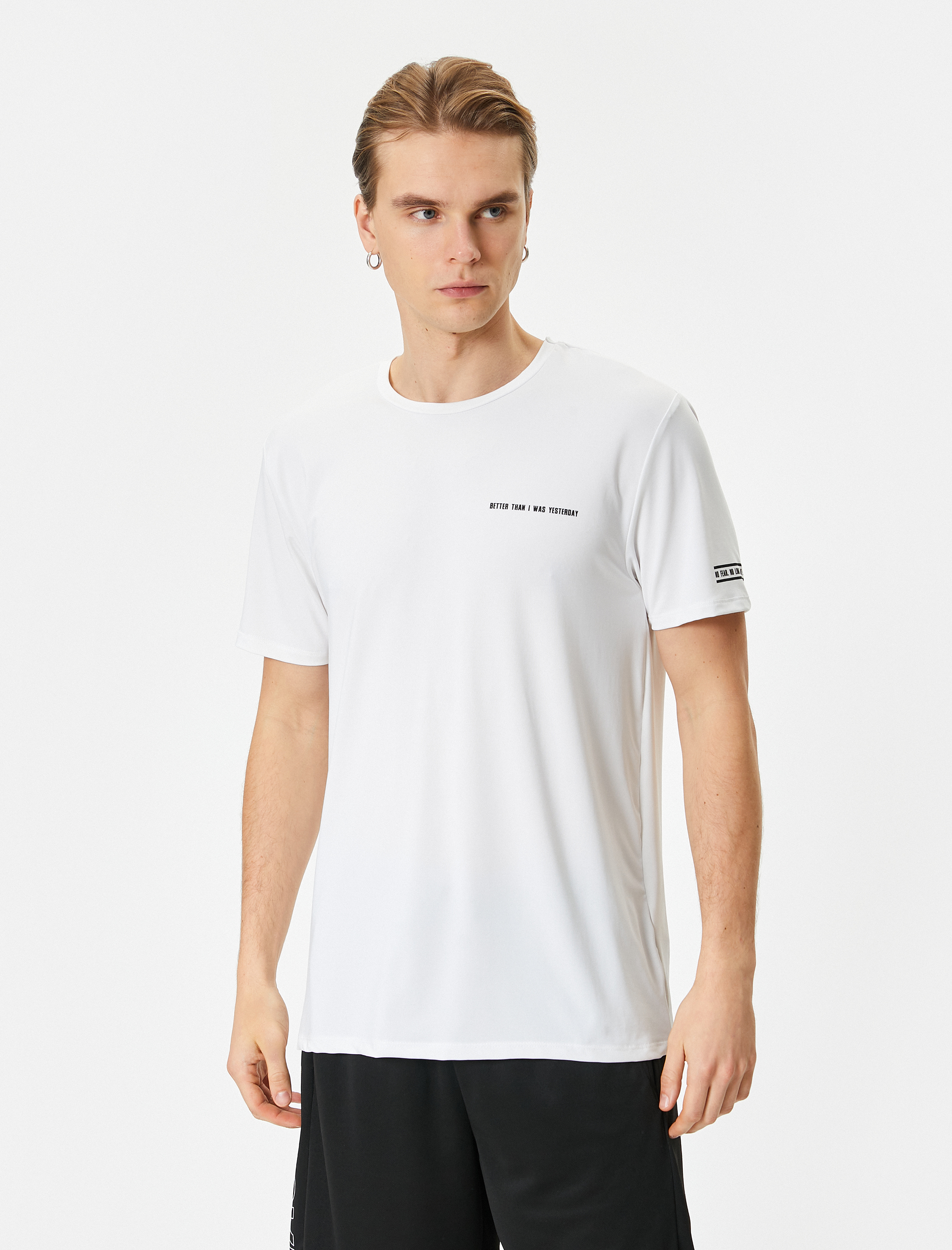   Spor Tişört Slogan Baskılı Bisiklet Yaka