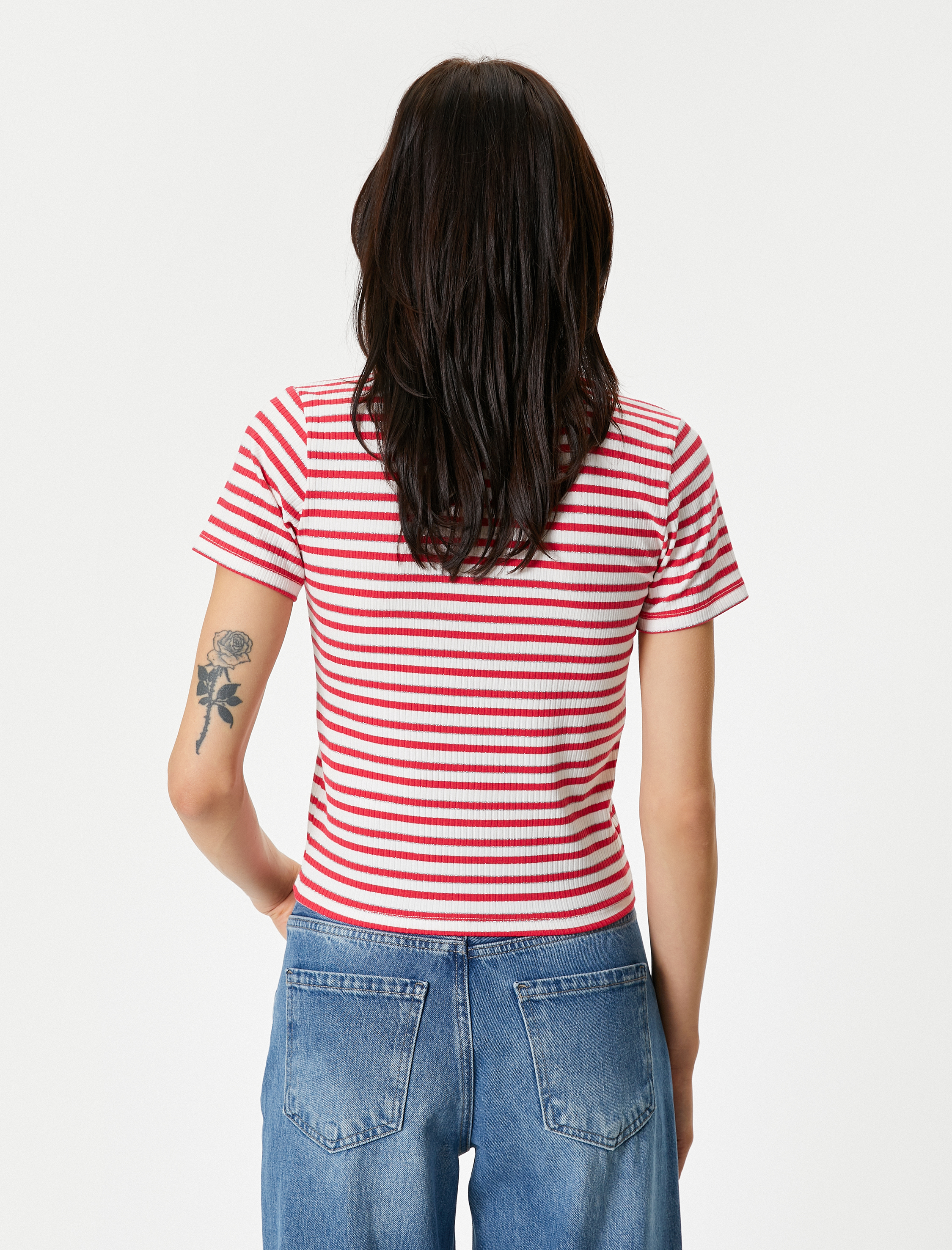   Simli Polo Yaka Tişört Kısa Kollu Fitilli Standart Kesim