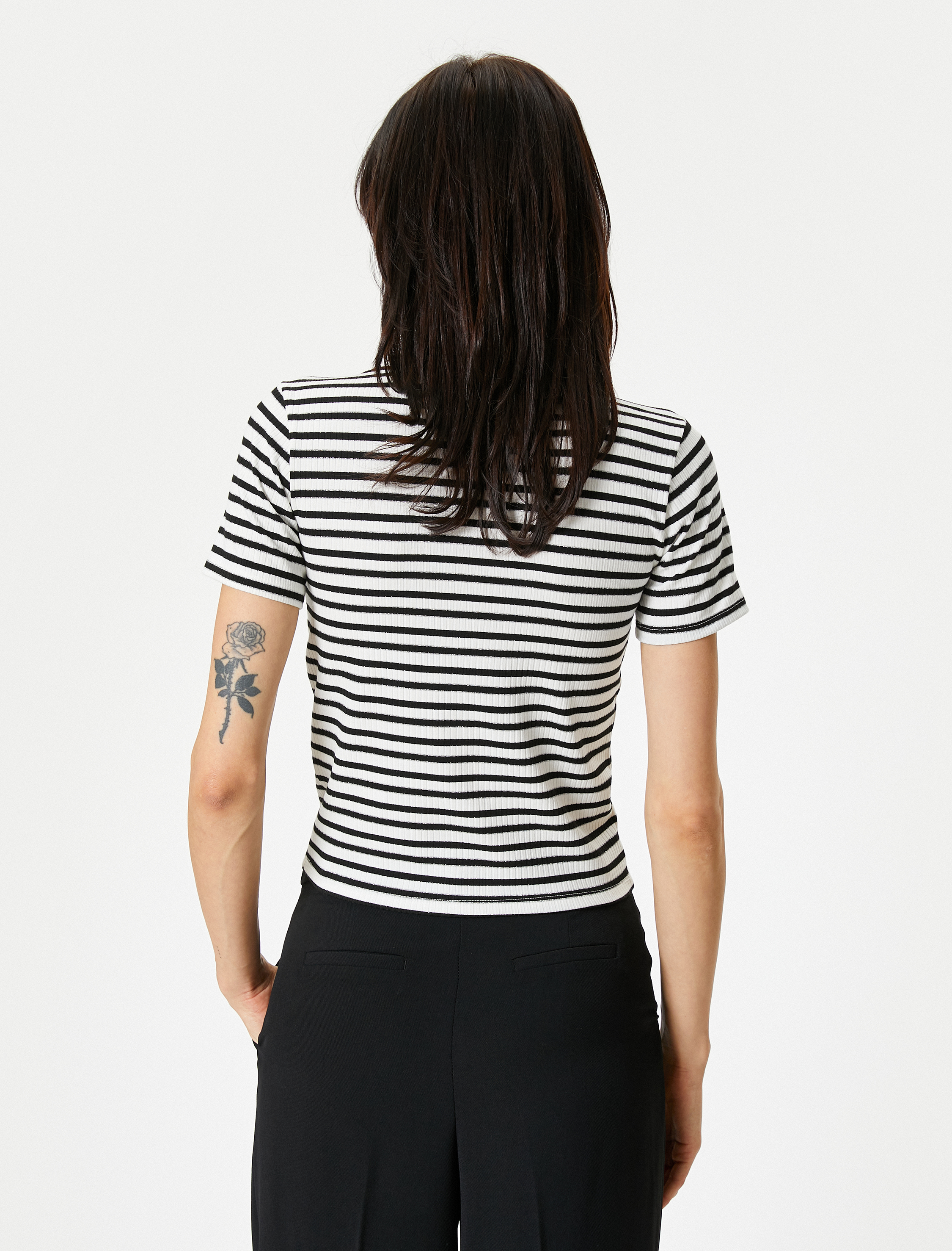   Simli Polo Yaka Tişört Kısa Kollu Fitilli Standart Kesim