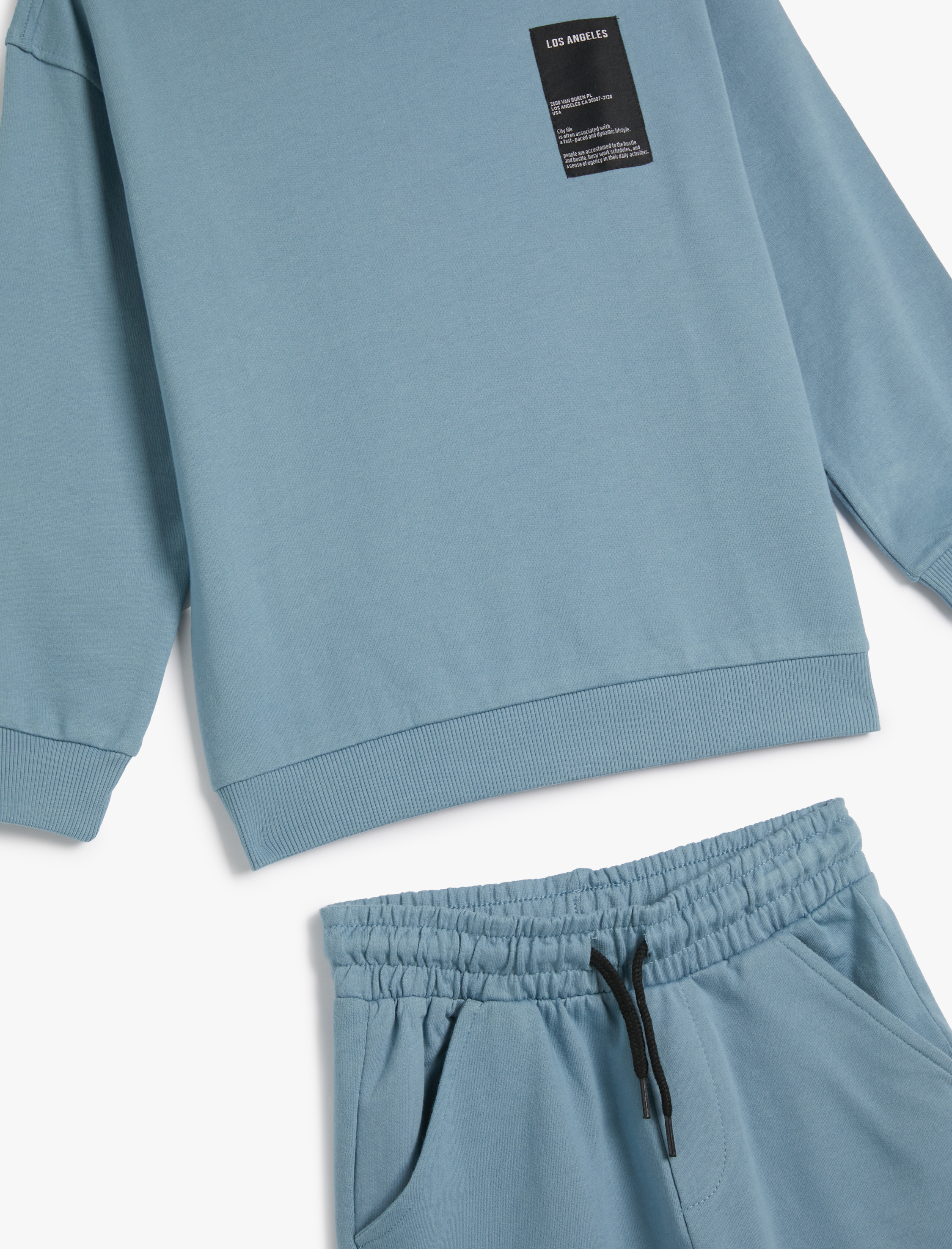 Erkek Çocuk 2'li Şort Sweatshirt  Baskı Detaylı Pamuklu