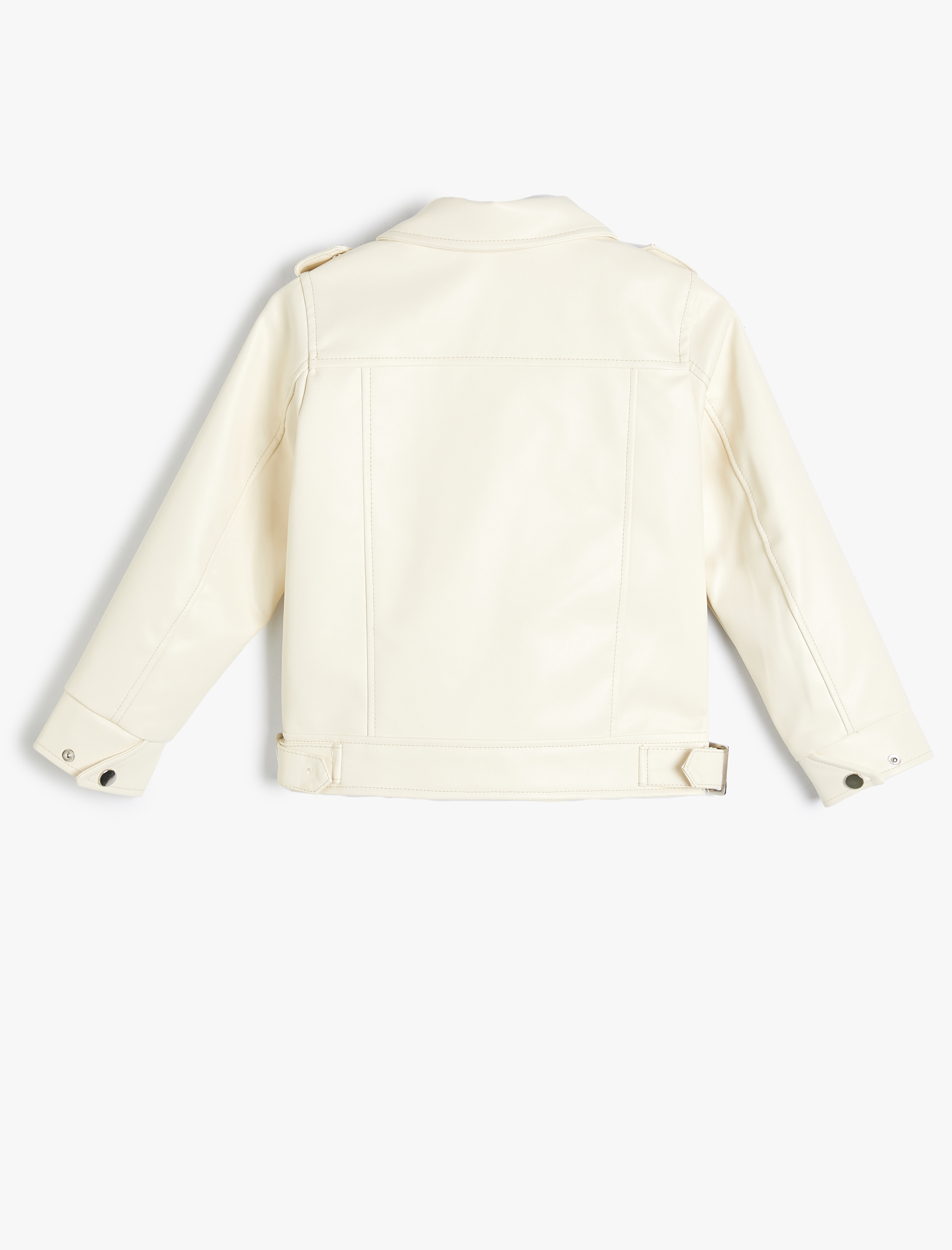  Kız Çocuk Suni Deri Ceket Fermuarlı Kruvaze Cepli