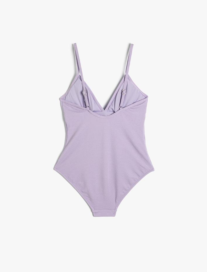  Askılı Mayo Dokulu V Yaka Kaplı Dar Kalıp