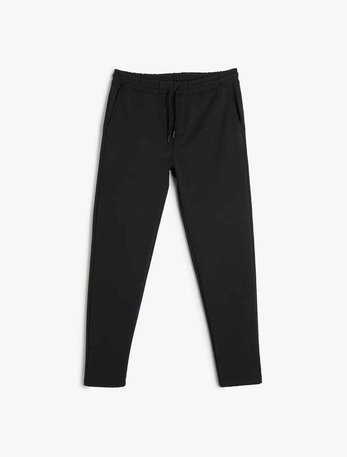 Beli Bağcıklı Pantolon Slim Fit Cep Detaylı Katlı Paça