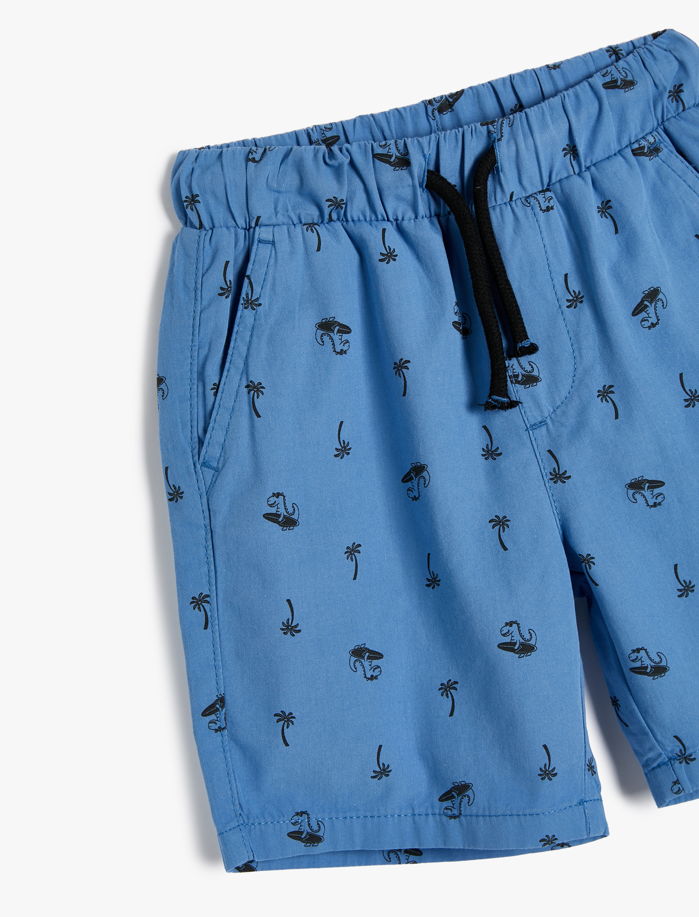  Erkek Çocuk Chino Şort Cepli Dinozor Baskılı