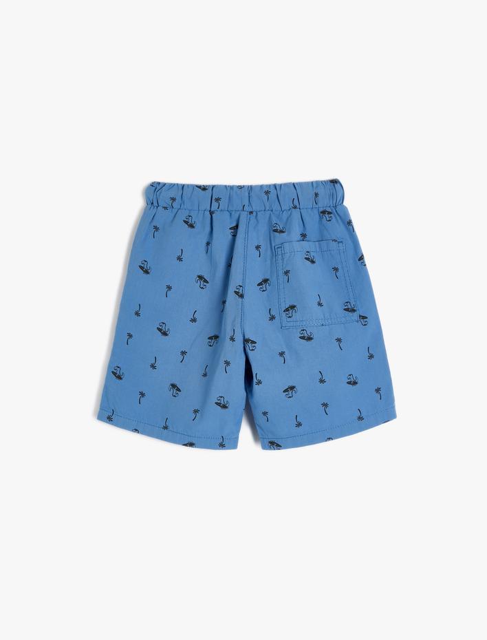 Erkek Çocuk Chino Şort Cepli Dinozor Baskılı