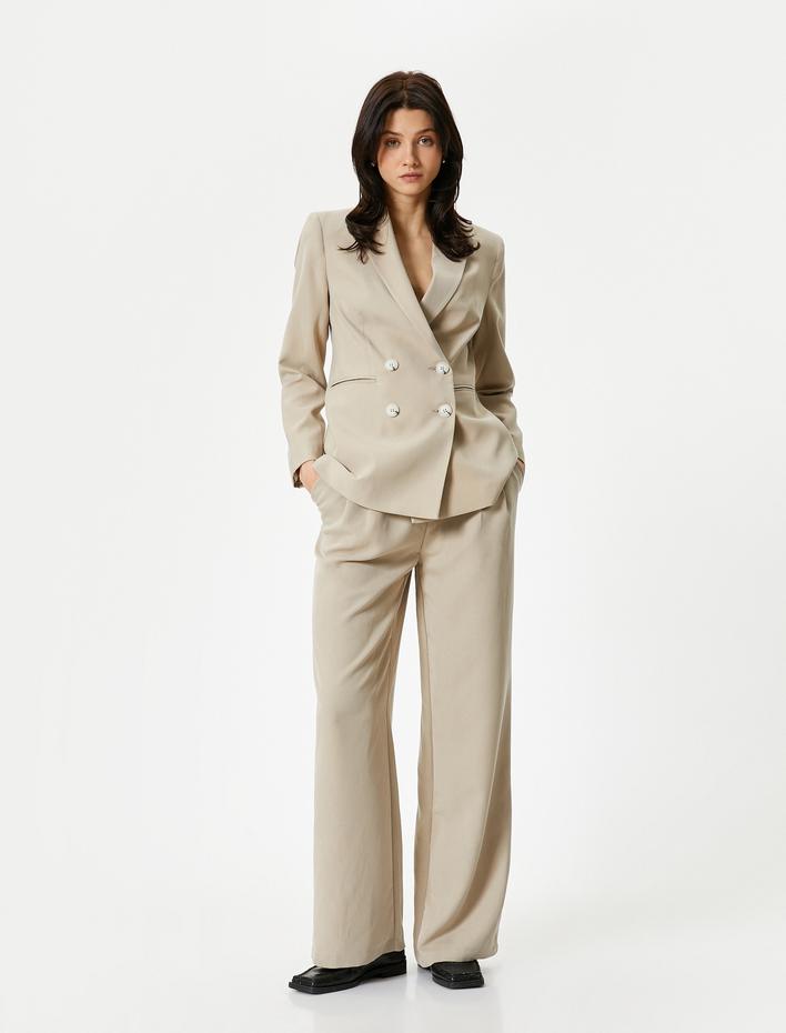  Palazzo Pantolon Cep Detaylı Normal Bel