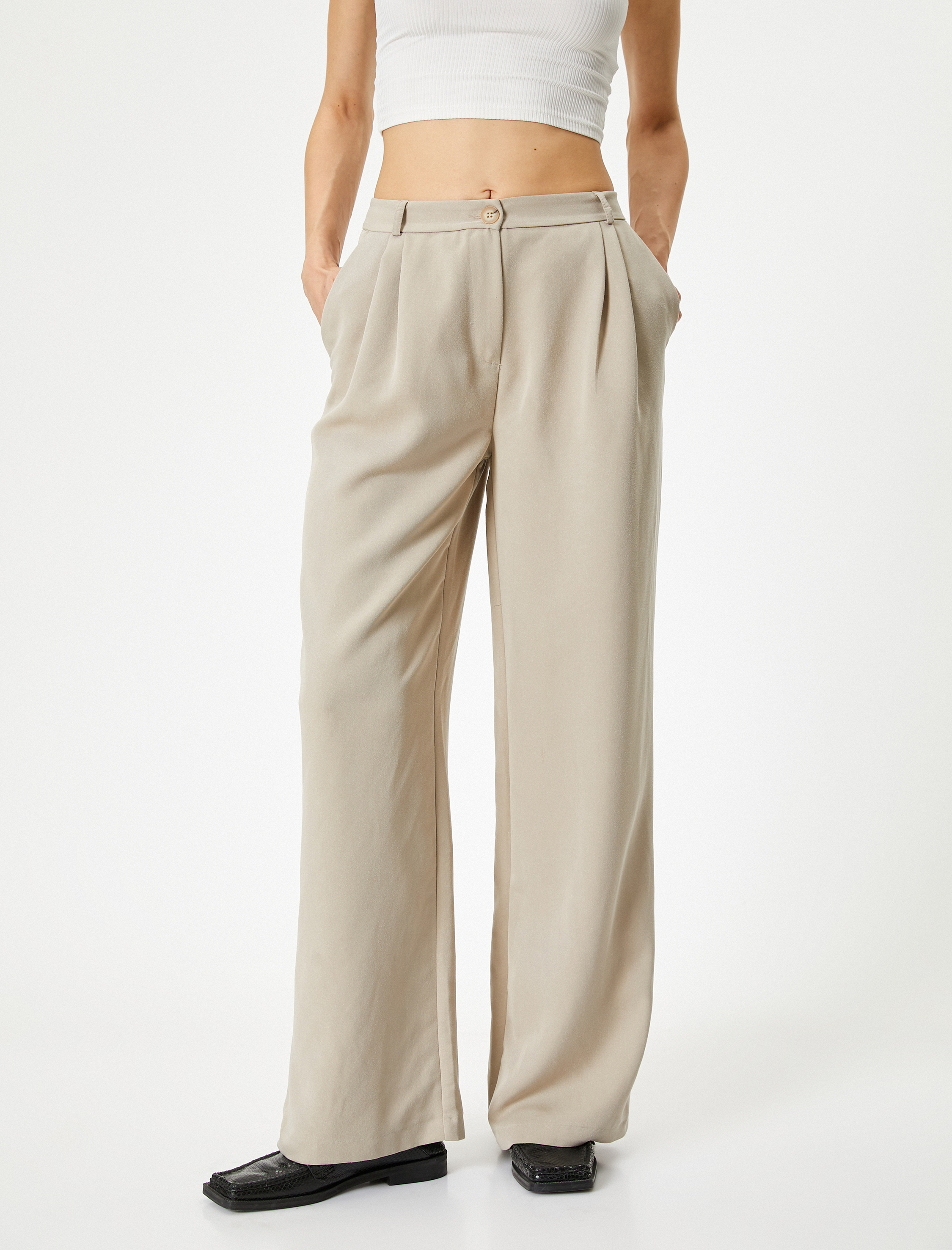   Palazzo Pantolon Cep Detaylı Normal Bel