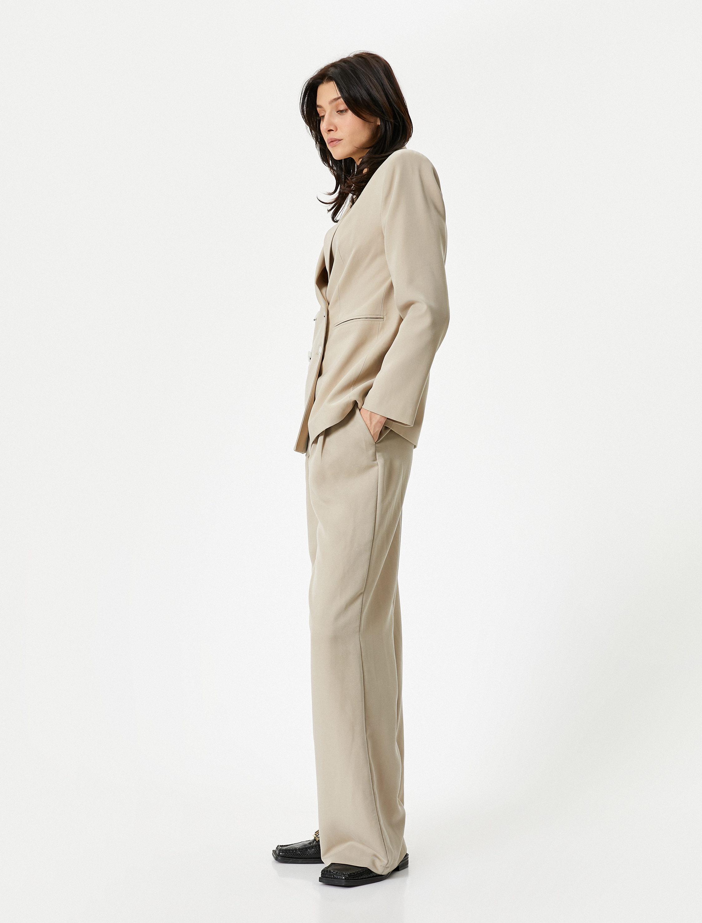   Palazzo Pantolon Cep Detaylı Normal Bel