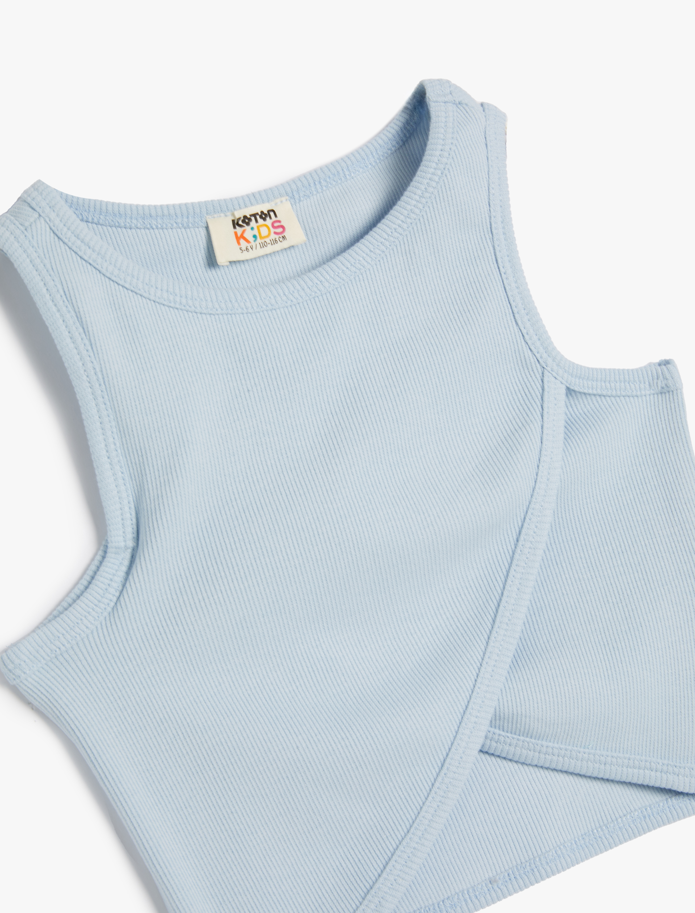  Kız Çocuk Basic Atlet Asimetrik Kesim Yuvarlak Yaka