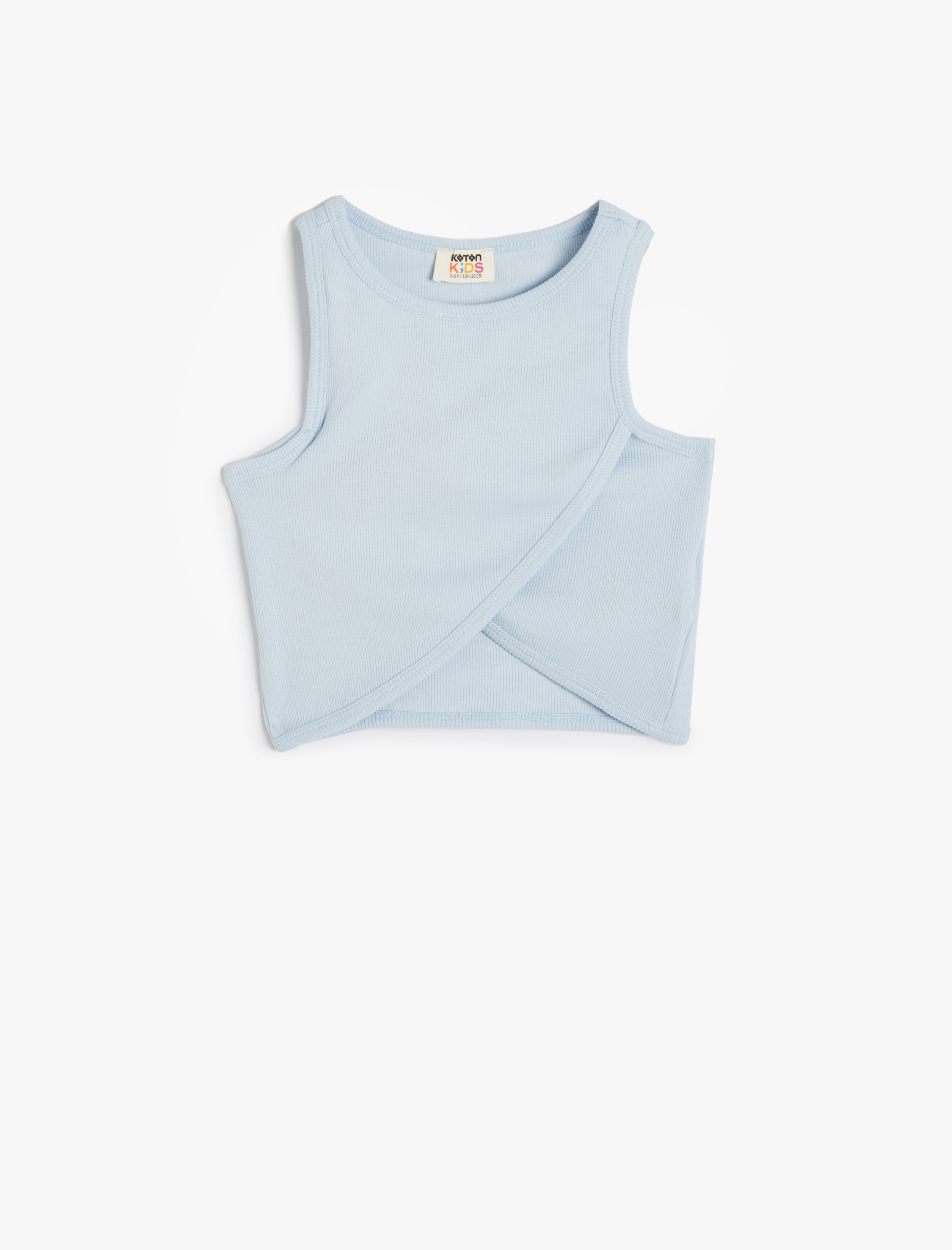  Kız Çocuk Basic Atlet Asimetrik Kesim Yuvarlak Yaka