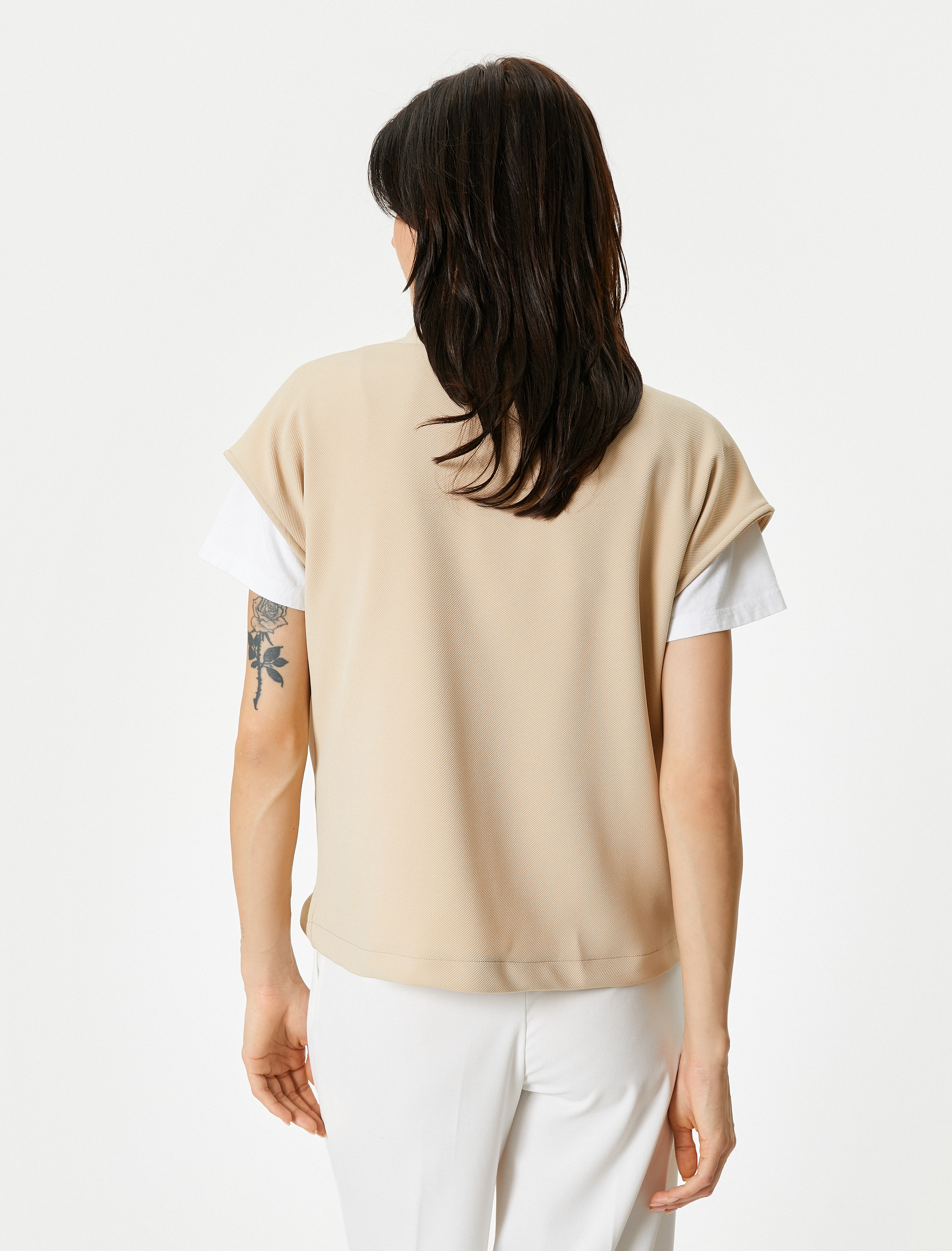   Anvelop Bluz Kısa Kollu V Yaka Düğmeli