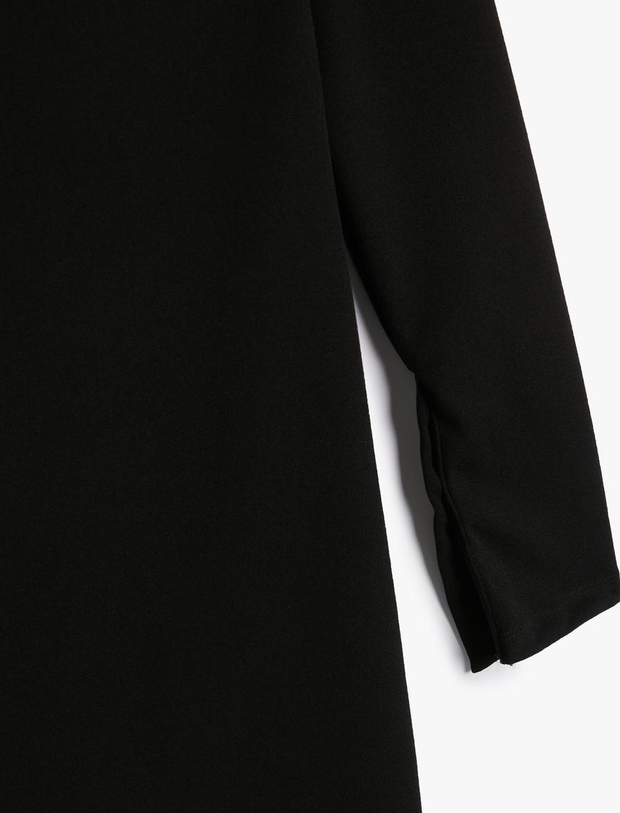   Polo Yaka Elbise Bodycon Düğmeli Uzun Kollu