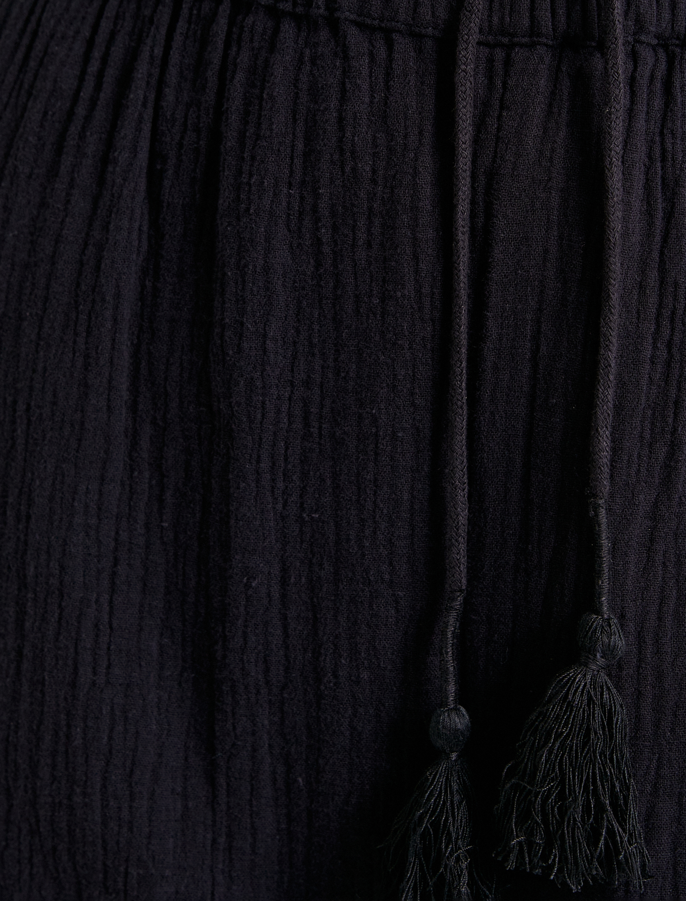   Müslin Pantolon Beli Bağlamalı Cepli Pamuklu Normal Bel