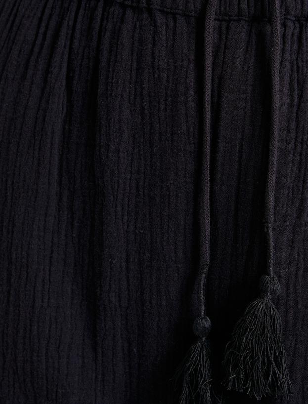 Beli Bağcıklı Pantolon Cep Detaylı Pamuklu Normal Bel_5