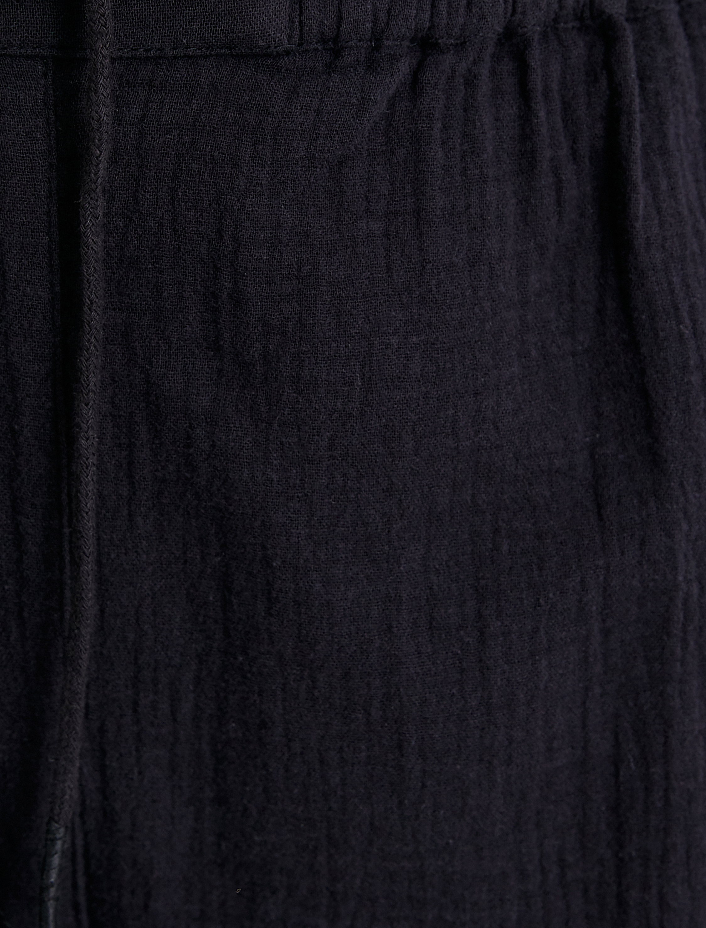   Müslin Şort Beli Bağcıklı Cep Detaylı Pamuklu