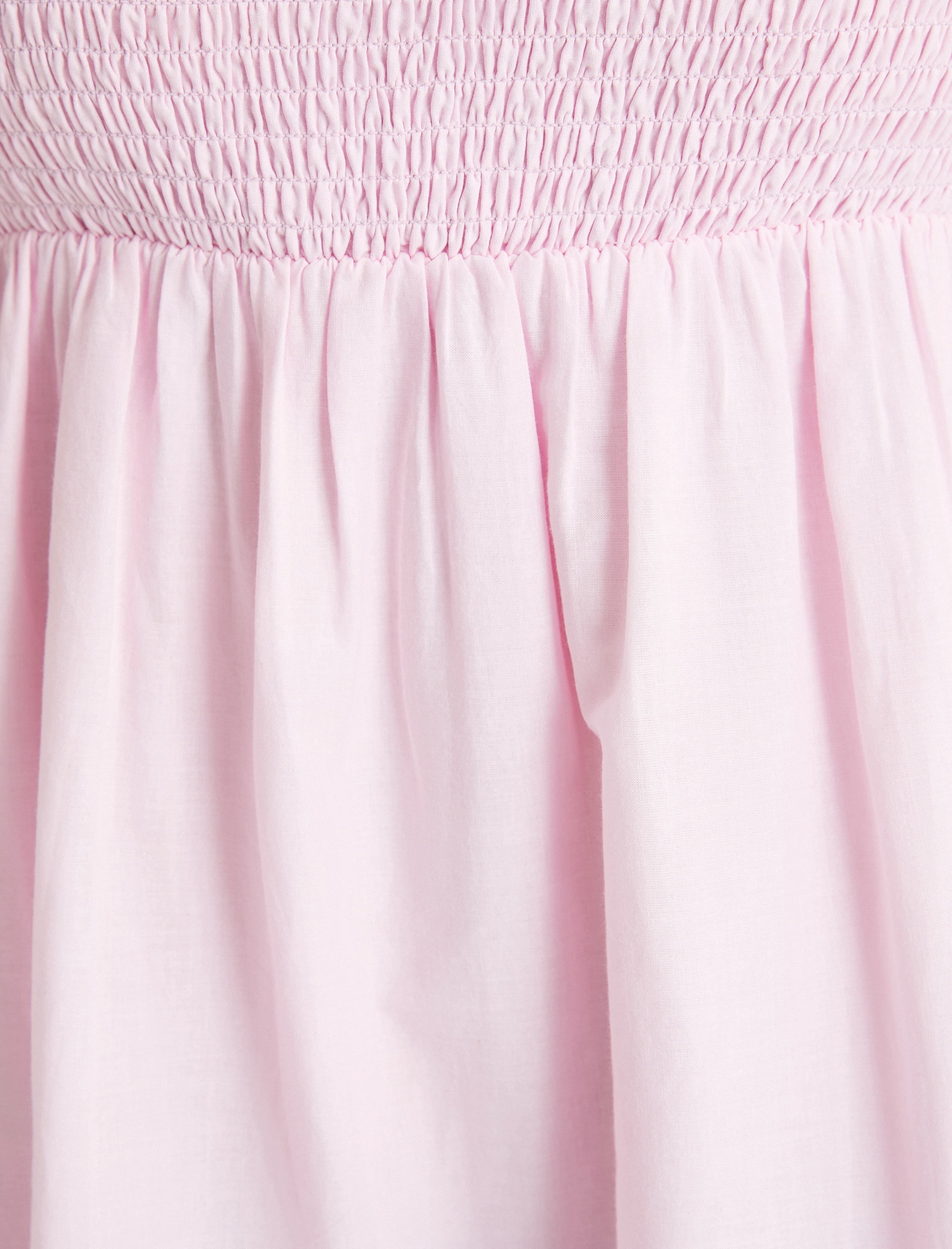   Midi Boy Fırfırlı Elbise Fisto İşlemeli Kare Yaka Gipeli Pamuklu