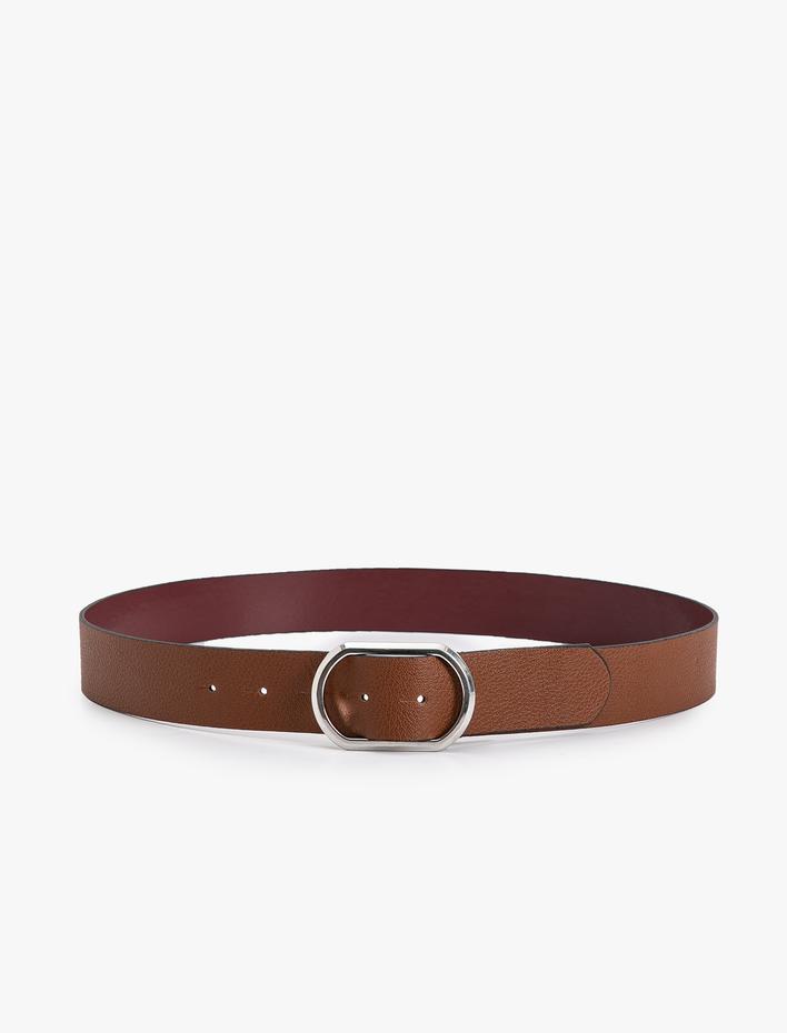 Kadın Kemer Deri Görünümlü Metal Tokalı