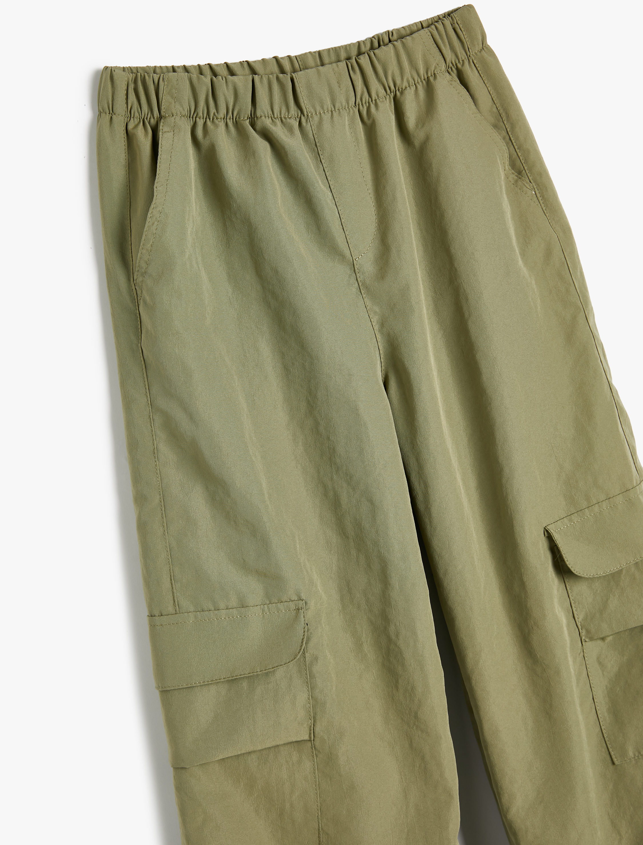  Kız Çocuk Basic Kargo Jogger Pantolon Beli Lastikli Cepli