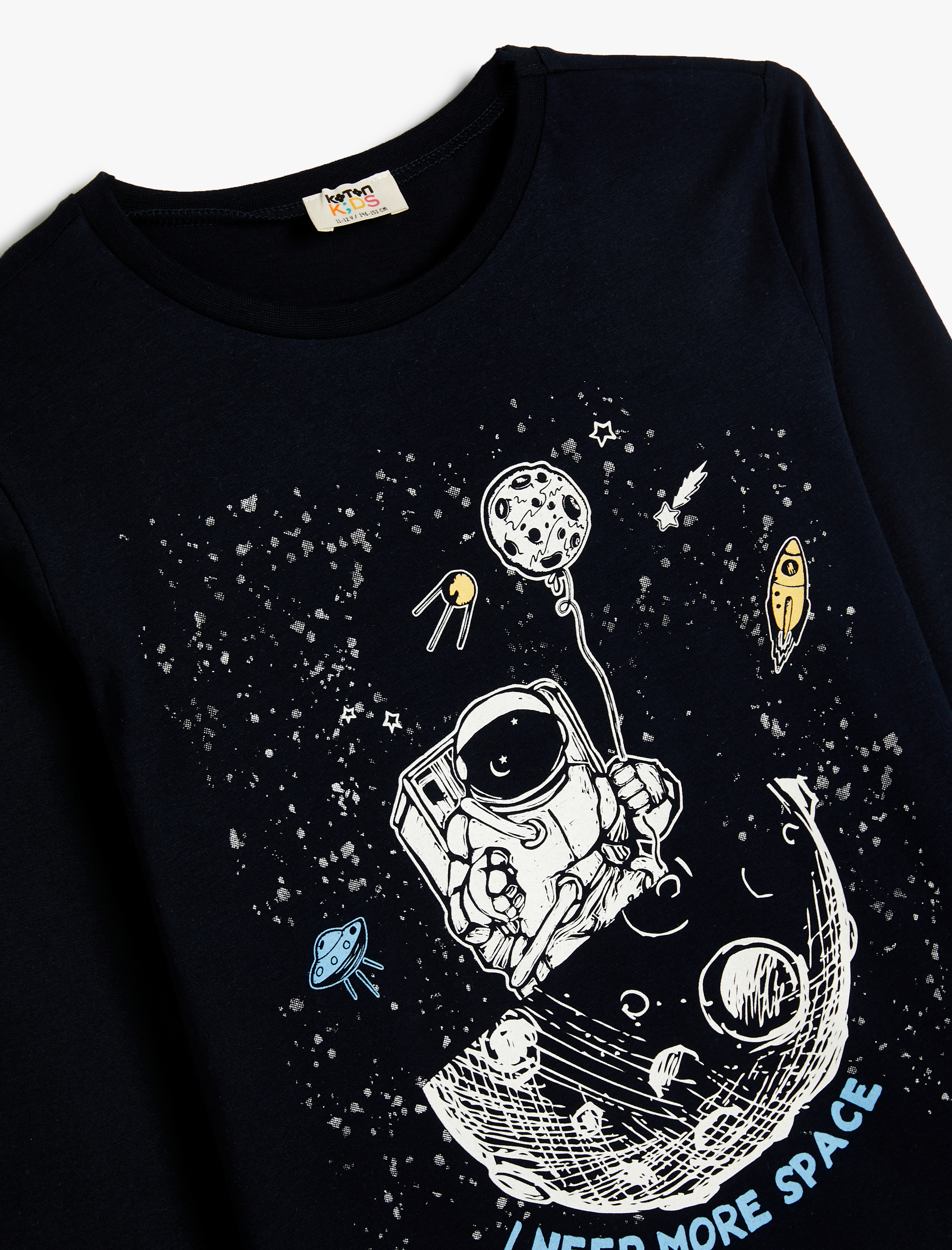  Erkek Çocuk Tişört Uzay Temalı Uzun Kollu Bisiklet Yaka