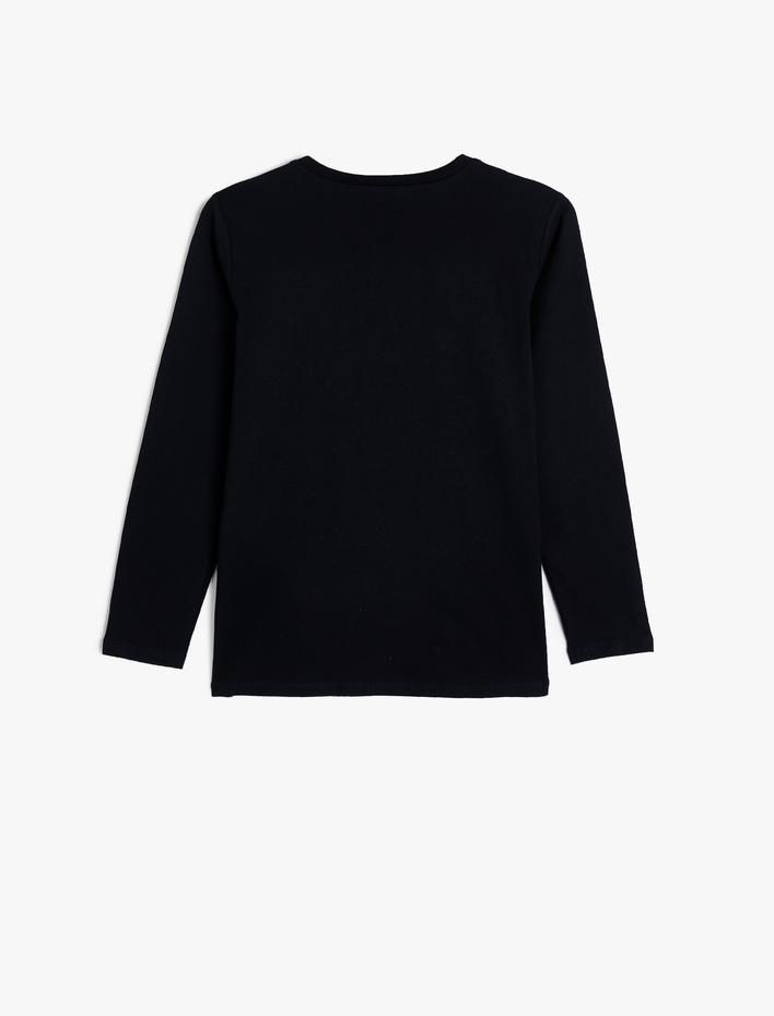 Erkek Çocuk Tişört Uzay Temalı Uzun Kollu Bisiklet Yaka