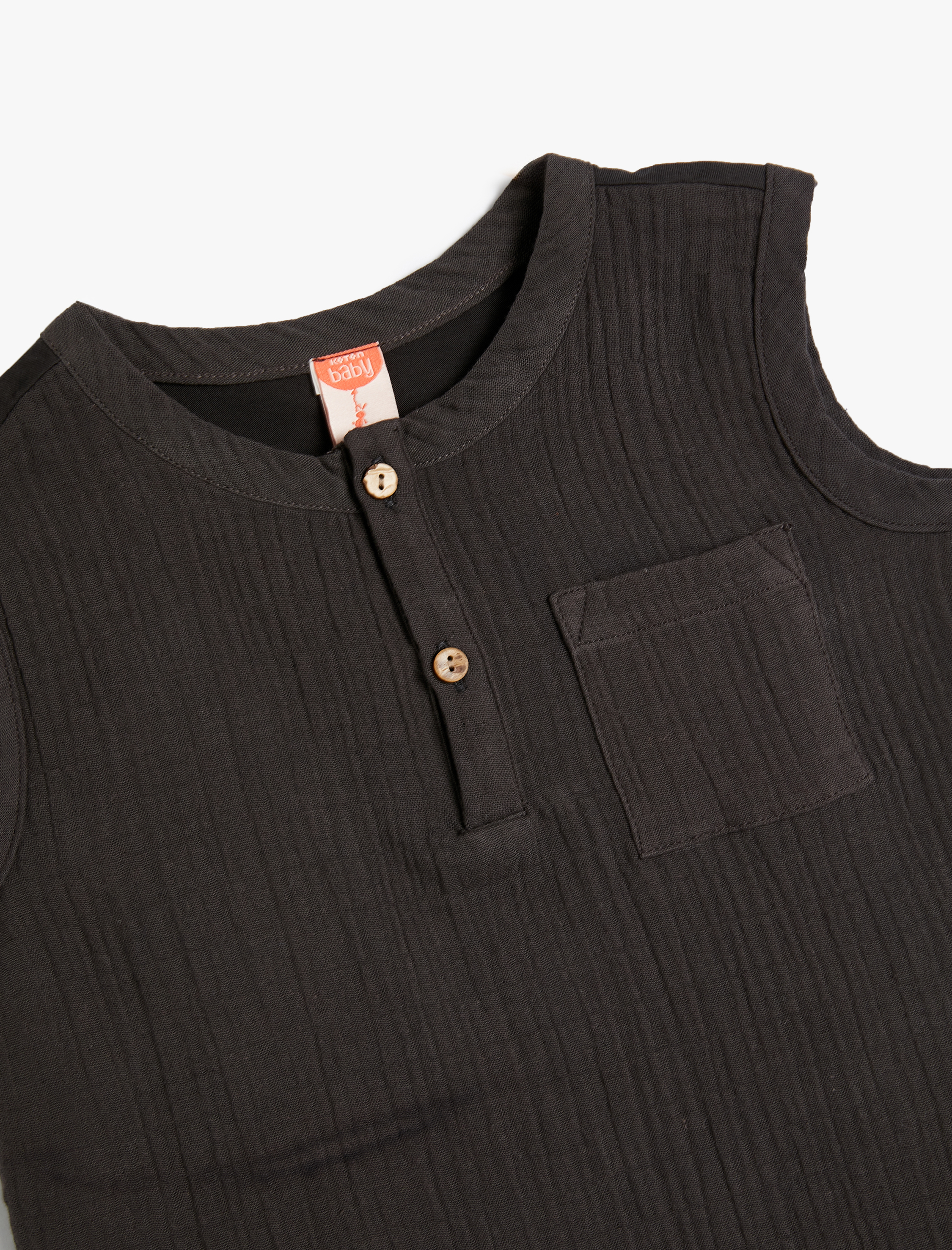  Erkek Bebek Müslin Atlet Bisiklet Yaka Dokulu Düğme Detaylı Pamuklu